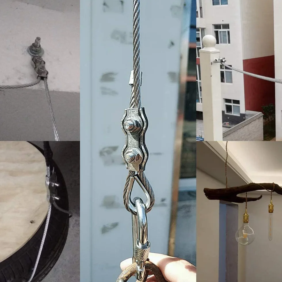 12 sztuk linek kablowych ze stali nierdzewnej, 2 mm zaciski kablowe, klipsy do linki drucianej M3, klips do linki drucianej, trwałe uchwyty zaciskowe ze stali nierdzewnej do liny, drutu, kabla