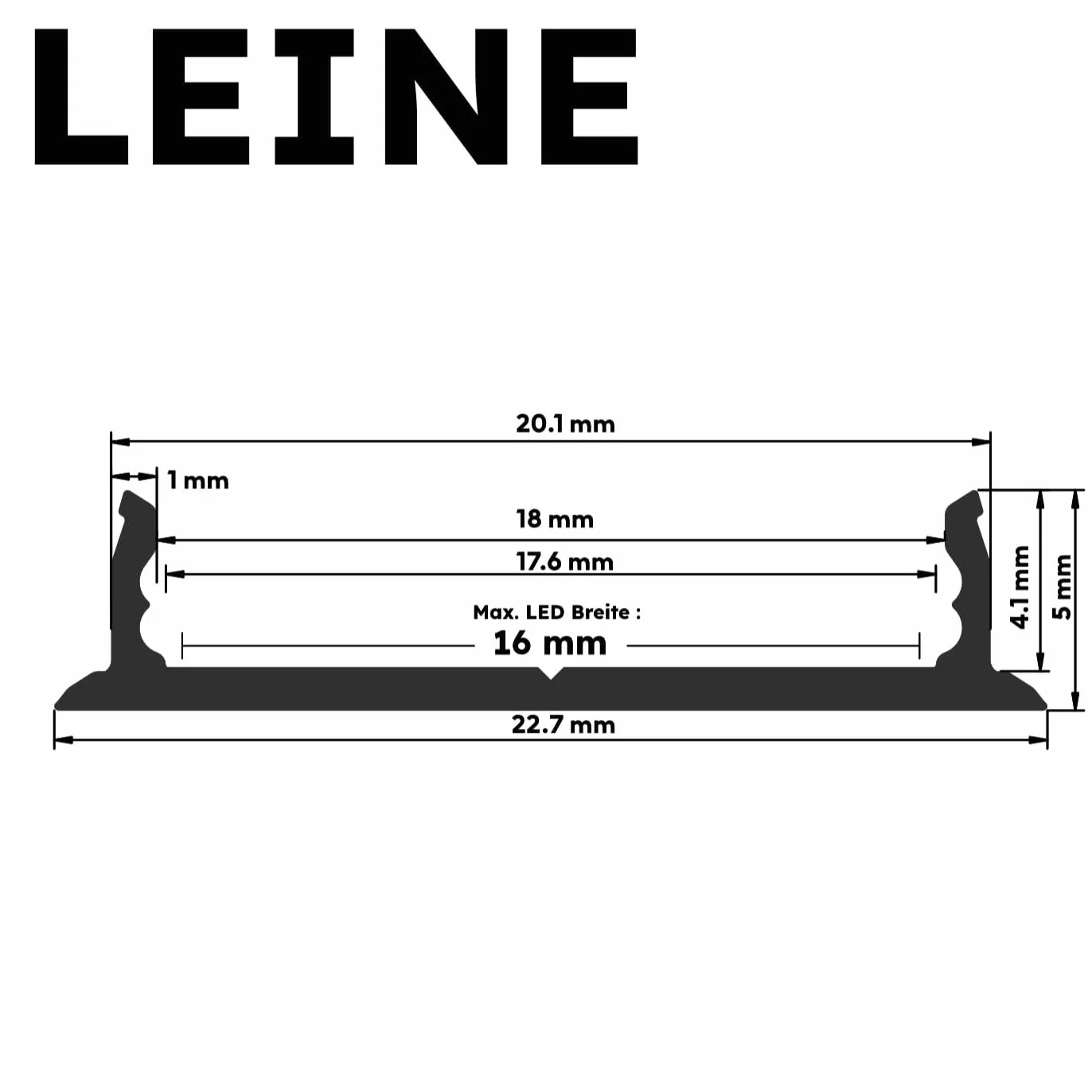 Profil aluminiowy do taśm LED 200 cm czarny z mleczną osłoną Leine