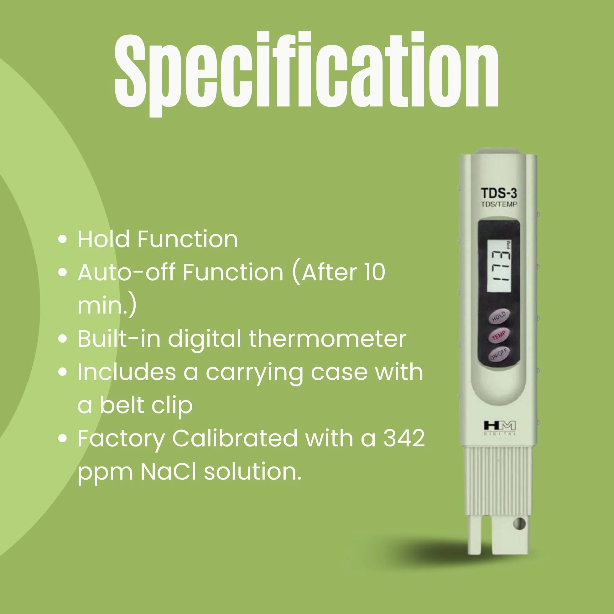 HM Digital TDS-3 ręczny miernik TDS 0-9990 ppm futerał