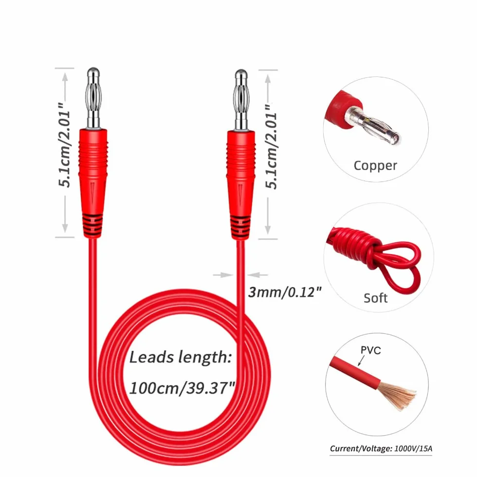 DollaTek P1041 4 mm wtyczka bananowa kabel testowy multimetr czerwony czarny