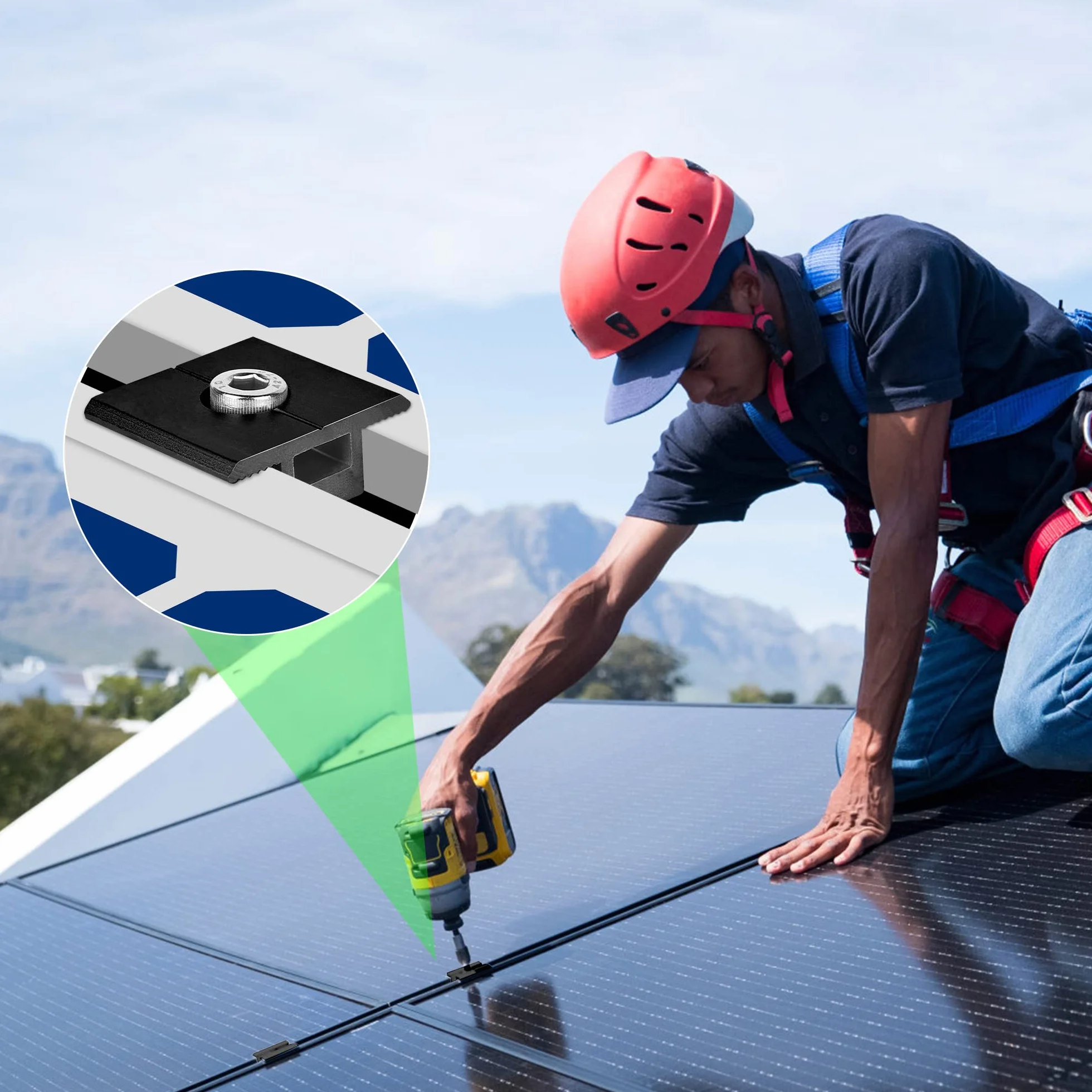Uchwyt do modułu solarnego zacisk środkowy 30 mm czarny 10 sztuk