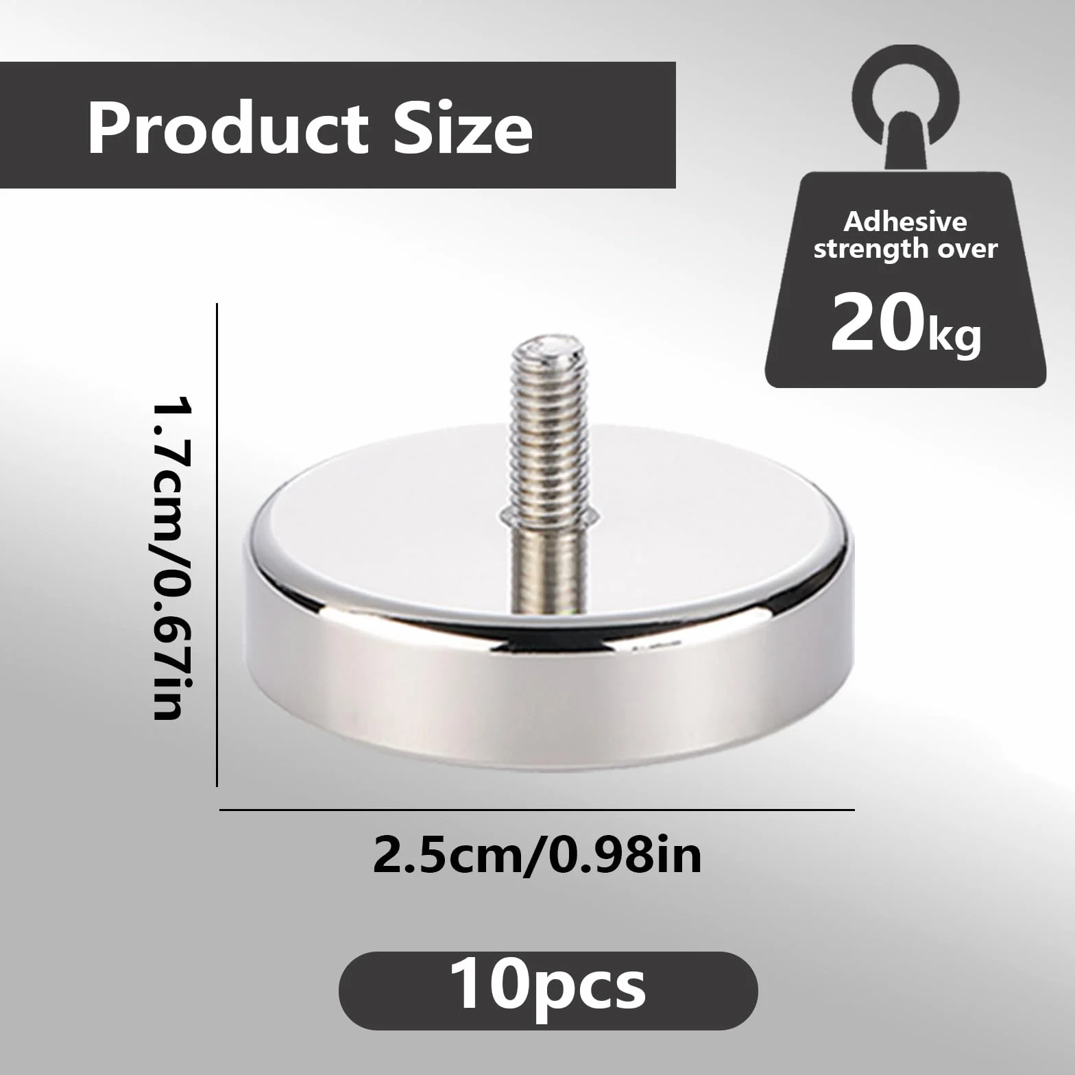 Magnesy neodymowe Ø 25 mm z gwintem M5 20 kg