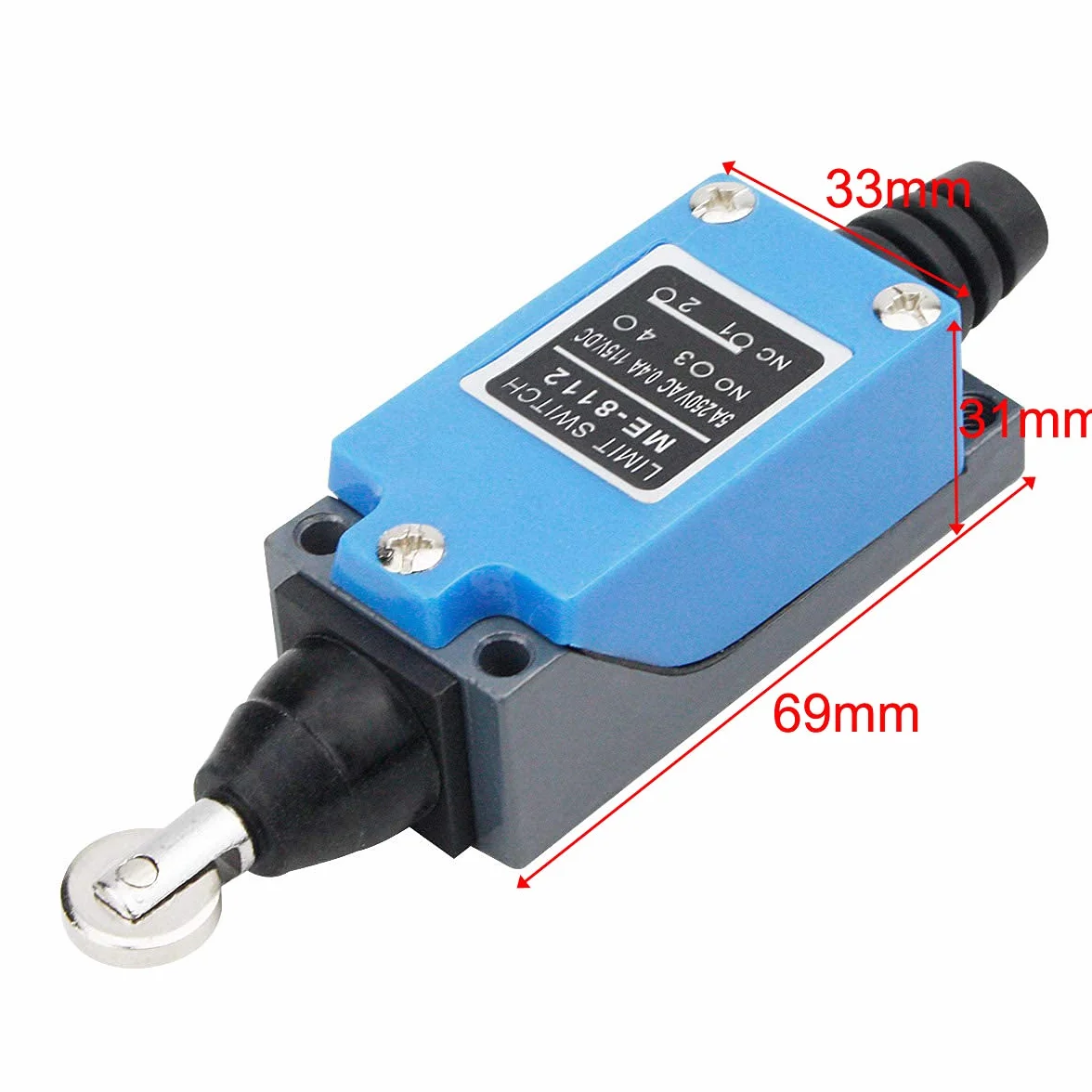 GUUZI 4 szt. ME8112 Chwilowy Wyłącznik Krańcowy z Tłokiem Rolkowym 1NC 1NO 0~250V/5A