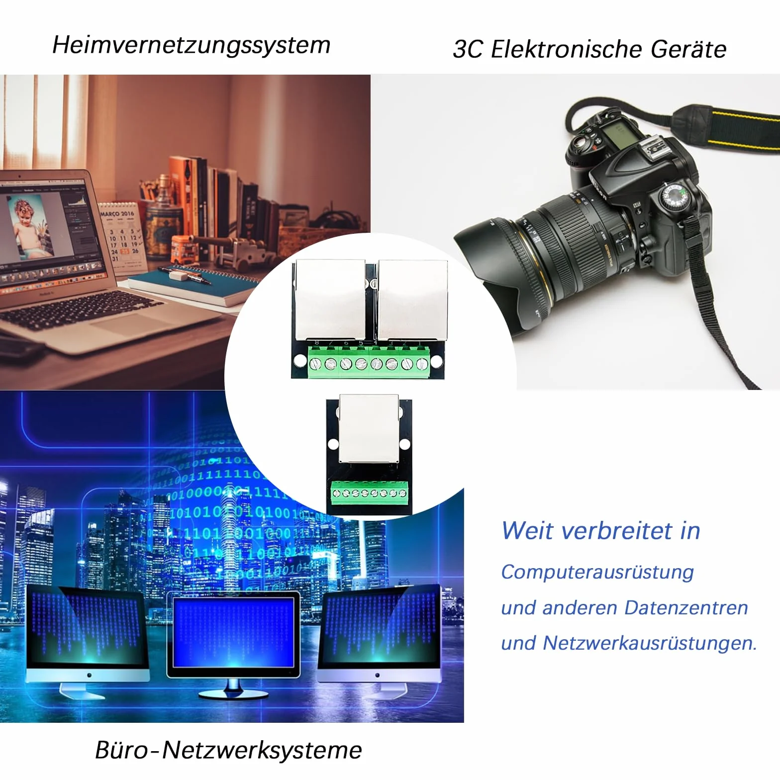 2 szt. RJ45 Ethernet Breakout Board adapter pojedynczych gniazd, 2,54 mm Pitch 8-biegunowy RJ45 przyłącze śrubowe