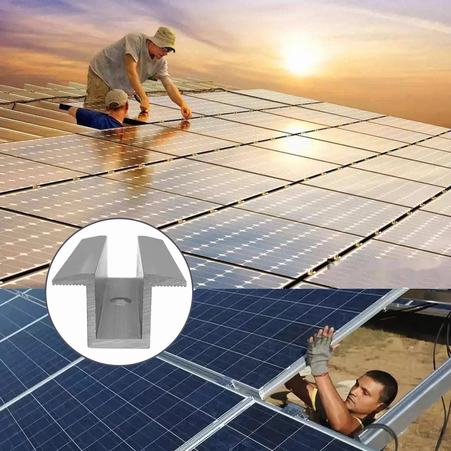 20 paneli słonecznych aluminiowe wsporniki mocujące do panelu słonecznego Zestaw montażowy do panelu słonecznego centralny zacisk wysokość modułu 30-50 mm