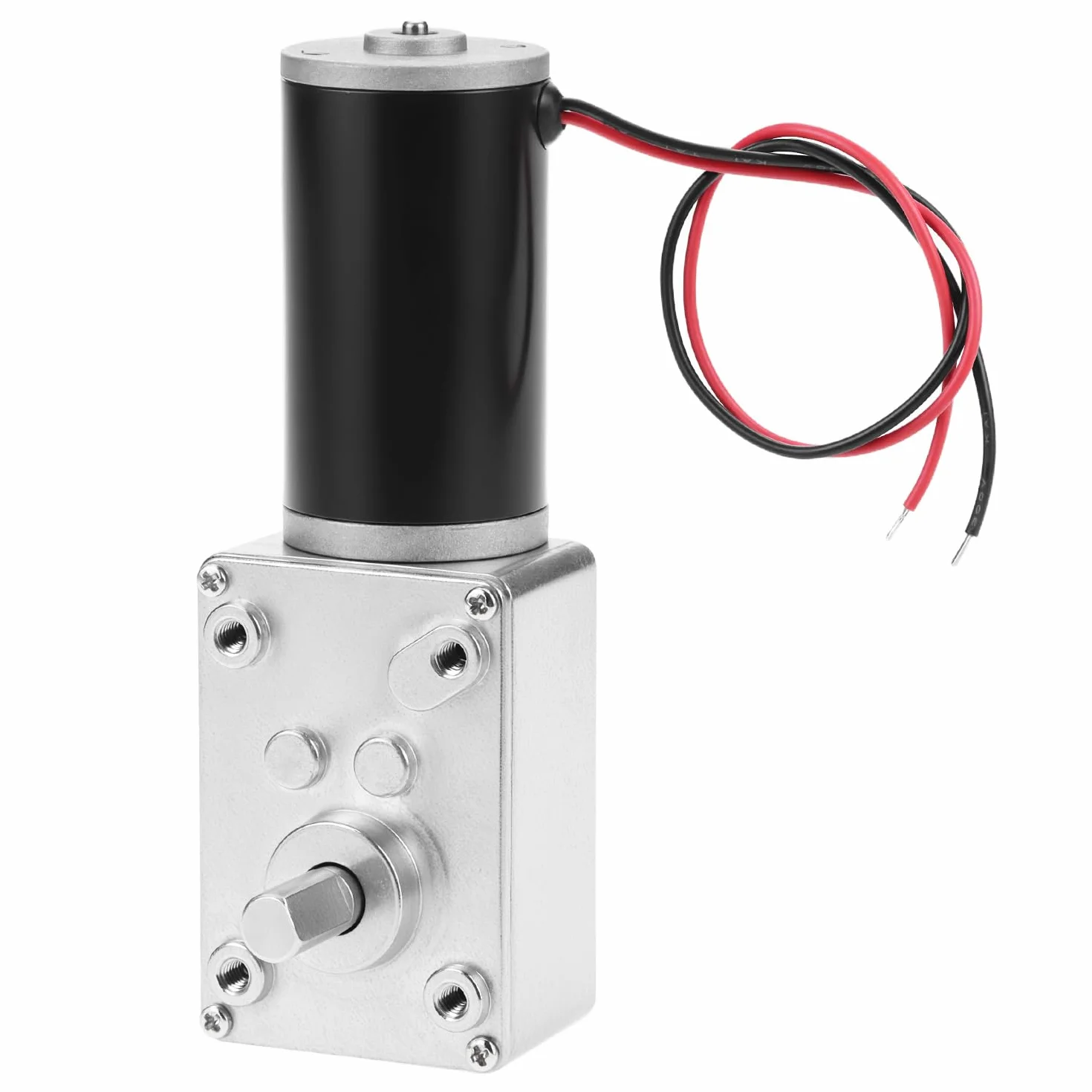 QWORK 12V 10 obr./min silnik przekładniowy ślimakowy DC, odwracalny silnik przekładniowy ślimakowy do stołów obrotowych, zamków do drzwi i maszyn namiotowych, wałek 8 mm