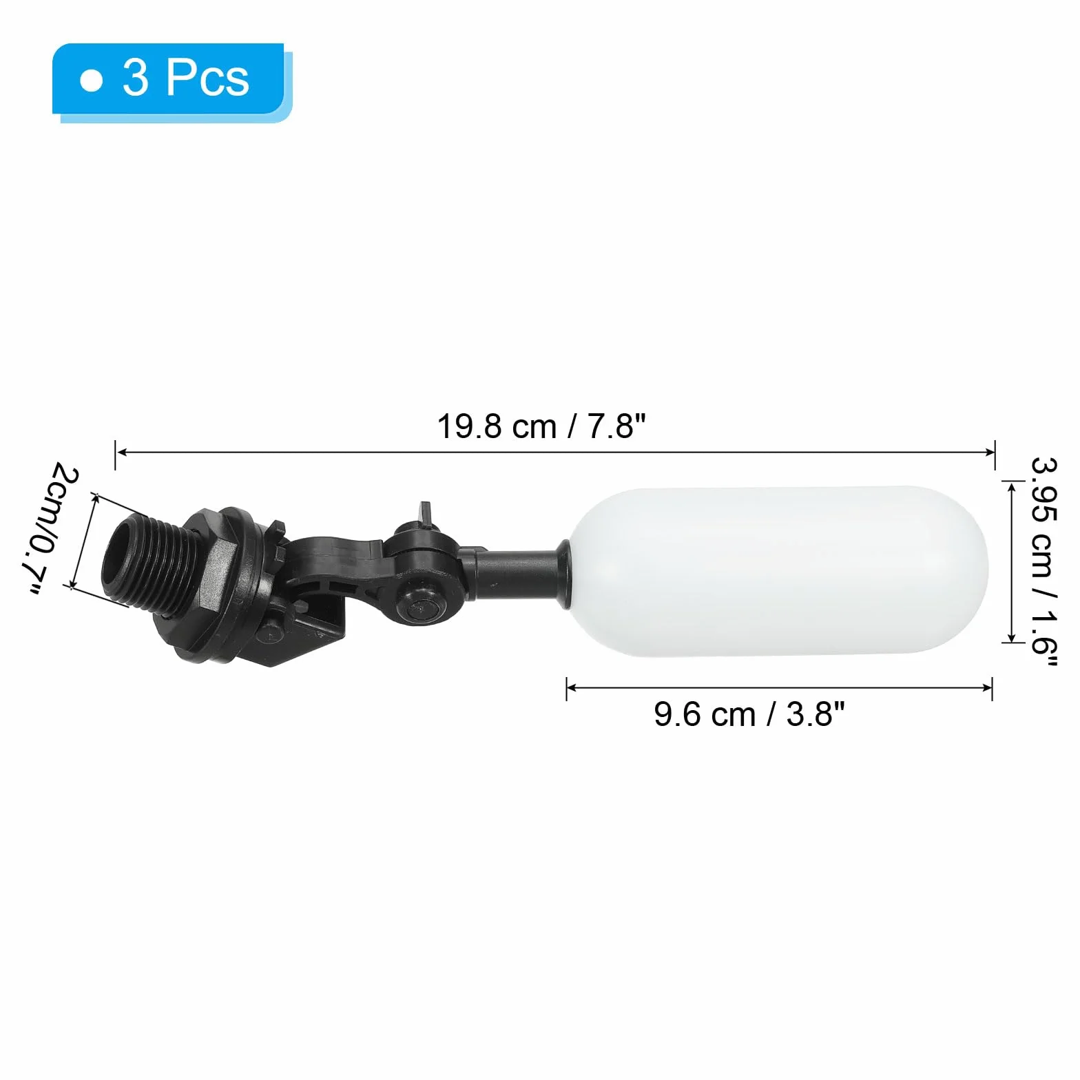 PATIKIL Zawór pływakowy 1/2 cala 3-pak plastikowy zawór kulowy do zbiornika na wodę