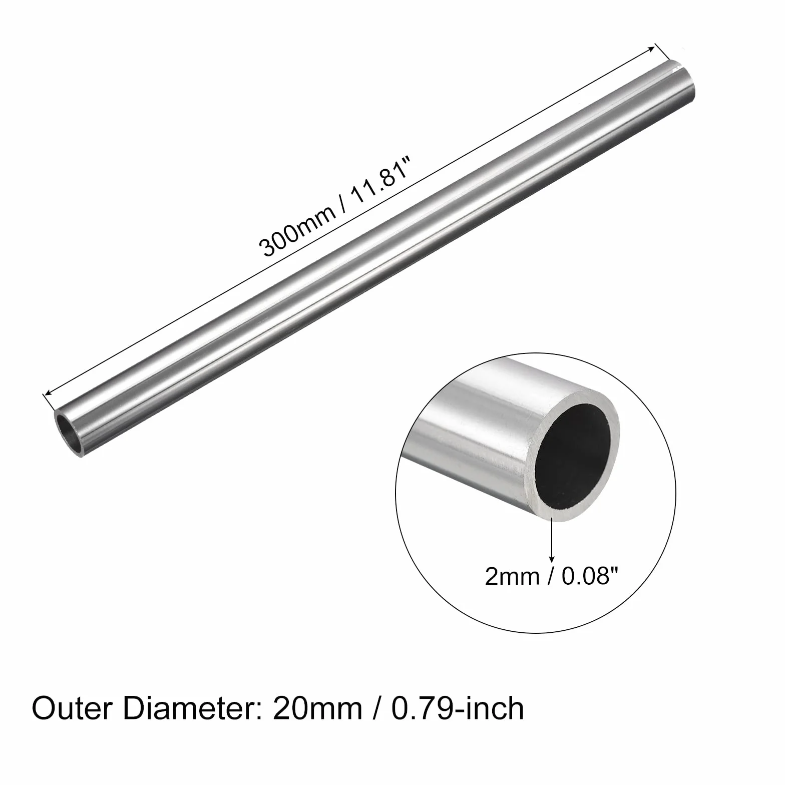 QUARKZMAN Rura ze stali nierdzewnej 304 OD 20 mm x 2 mm grubość ścianki 300 mm długość metalowe węże do maszyn przemysłowych