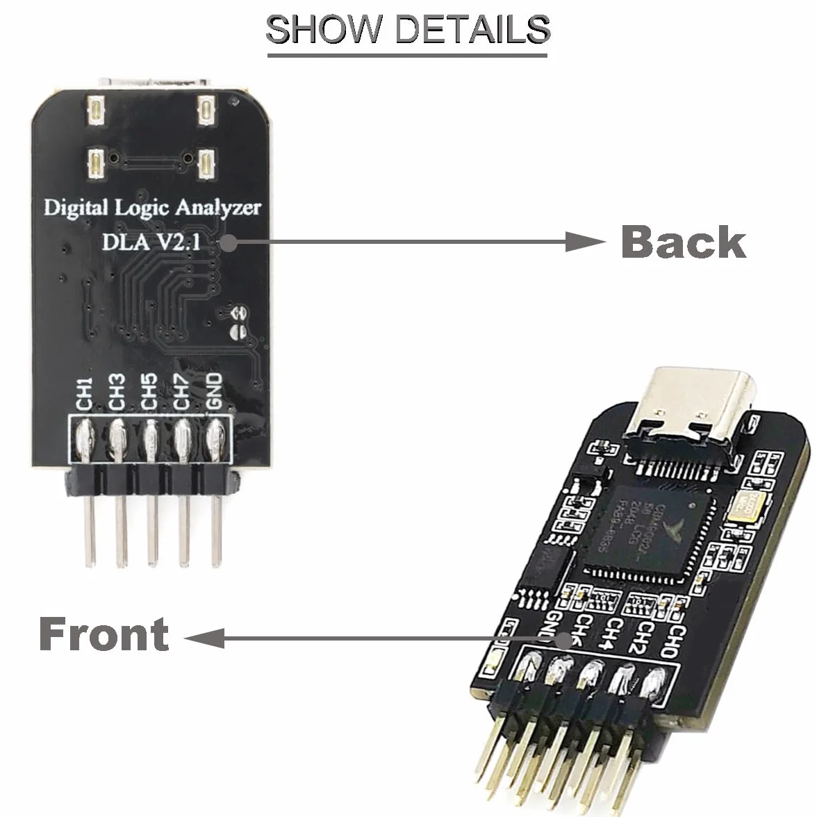 Logic Analyzer 8 CH 24 MHz interfejs typu C ARM-FPGA mikrokontroler analiza protokołów