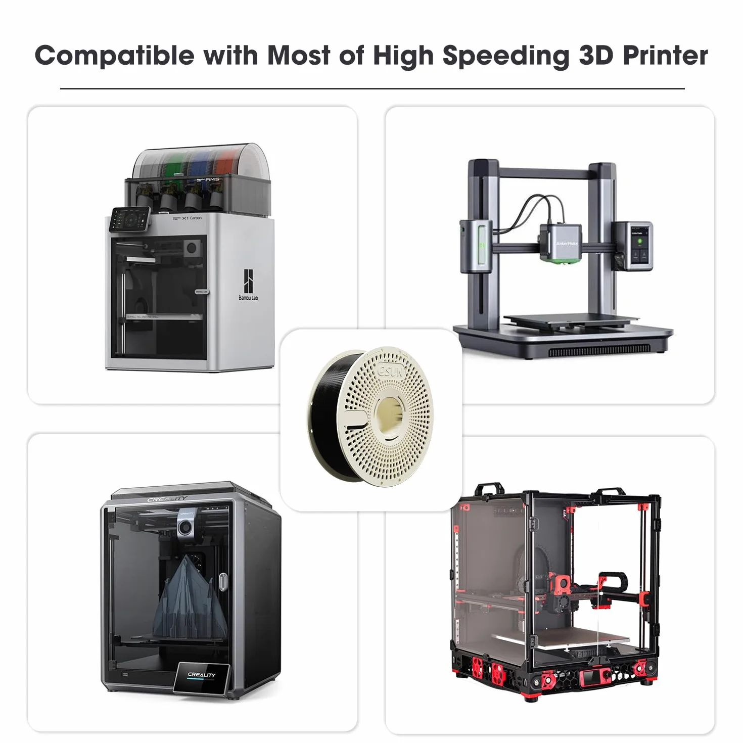 eSUN PLA Refill Filament and Spool Kit, bezszpulowy filament PLA 1,75 mm i usuwalny eSpool+, szpula 1 kg (2,2 LBS), szybki filament do drukarek 3D (Zimna biel, 1KG)