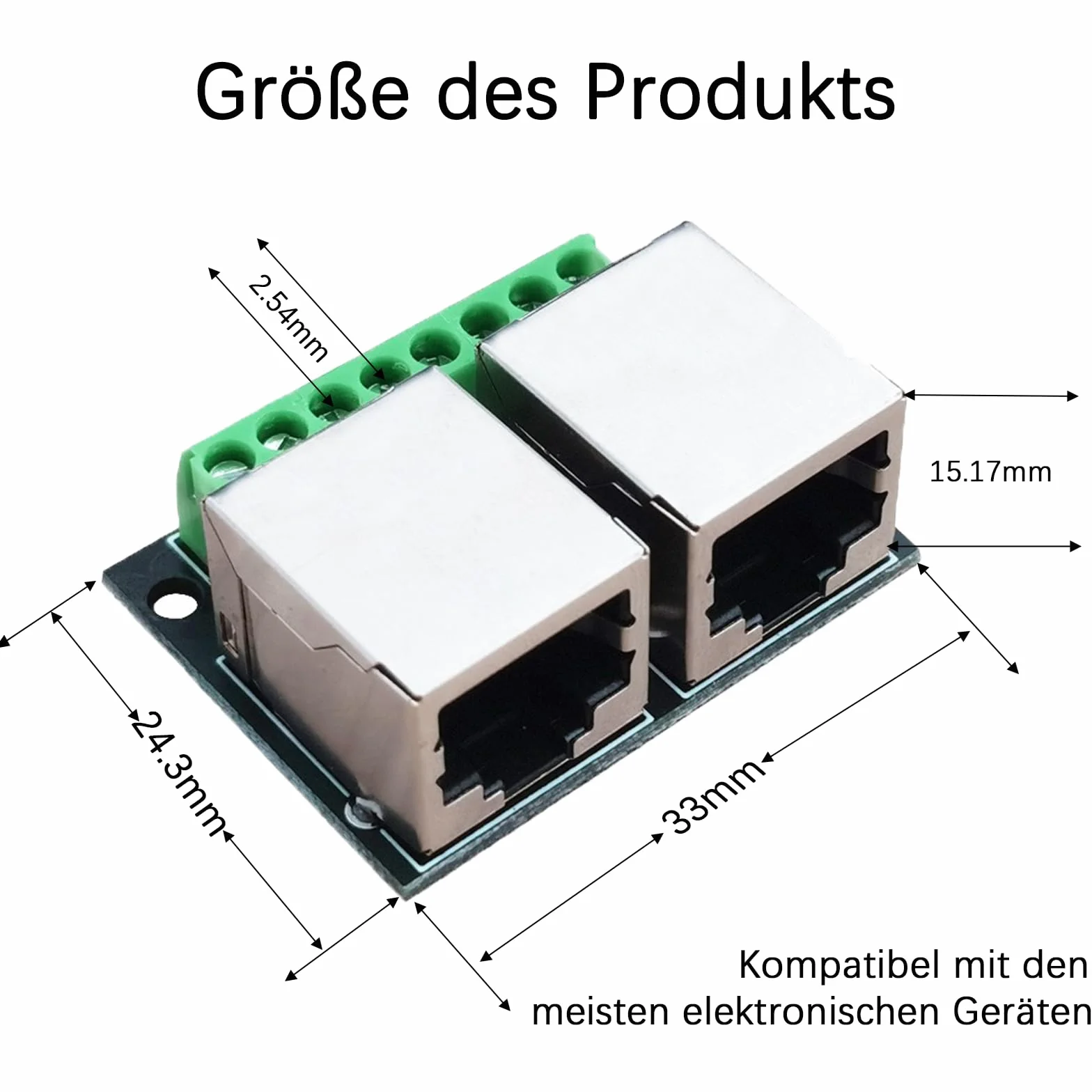 2 szt. RJ45 Ethernet Breakout Board adapter pojedynczych gniazd, 2,54 mm Pitch 8-biegunowy RJ45 przyłącze śrubowe