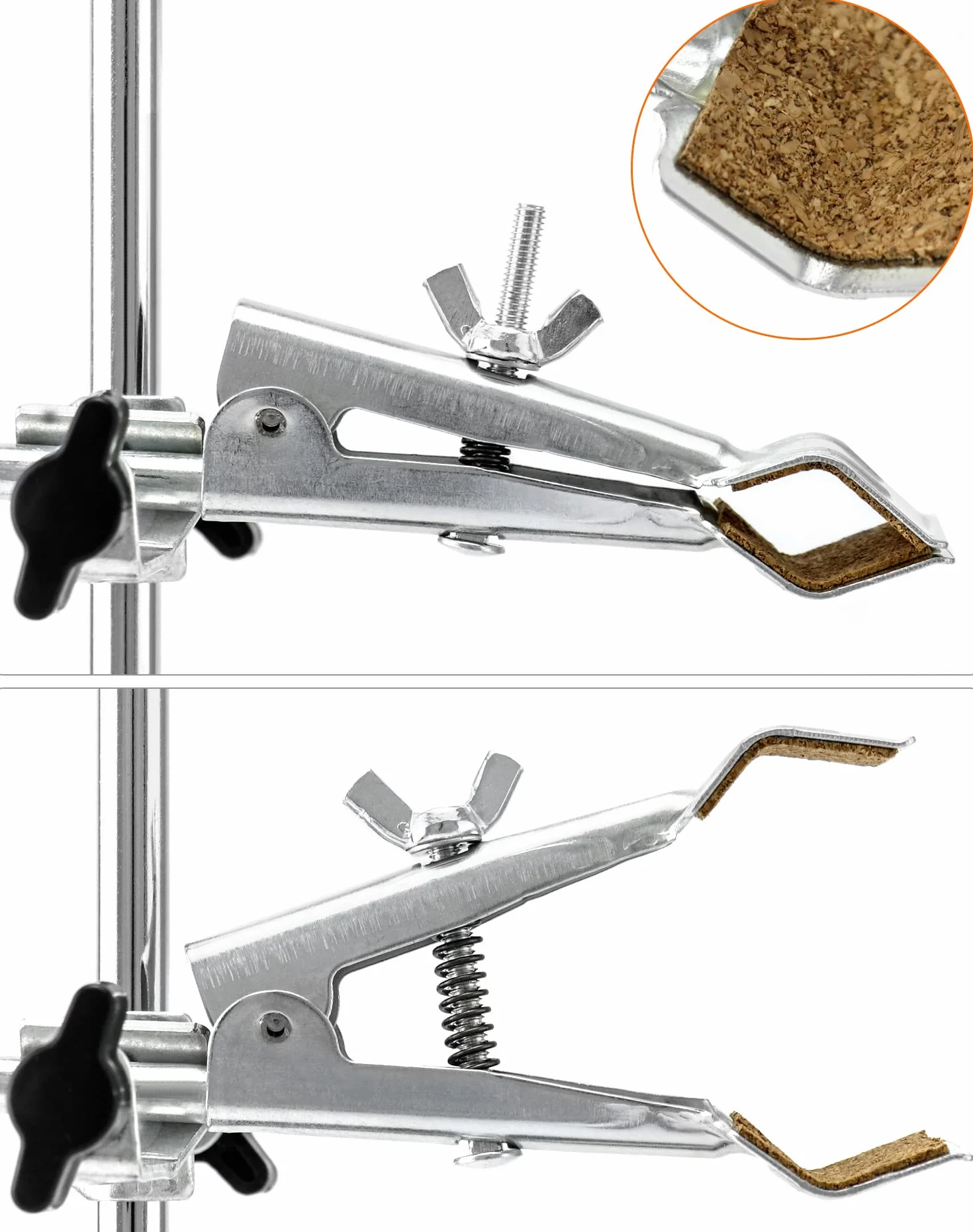 QWORK Stojak laboratoryjny 13 x 21 cm, pręt 50 cm, zaciski i mufy 5 cm/7,3 cm