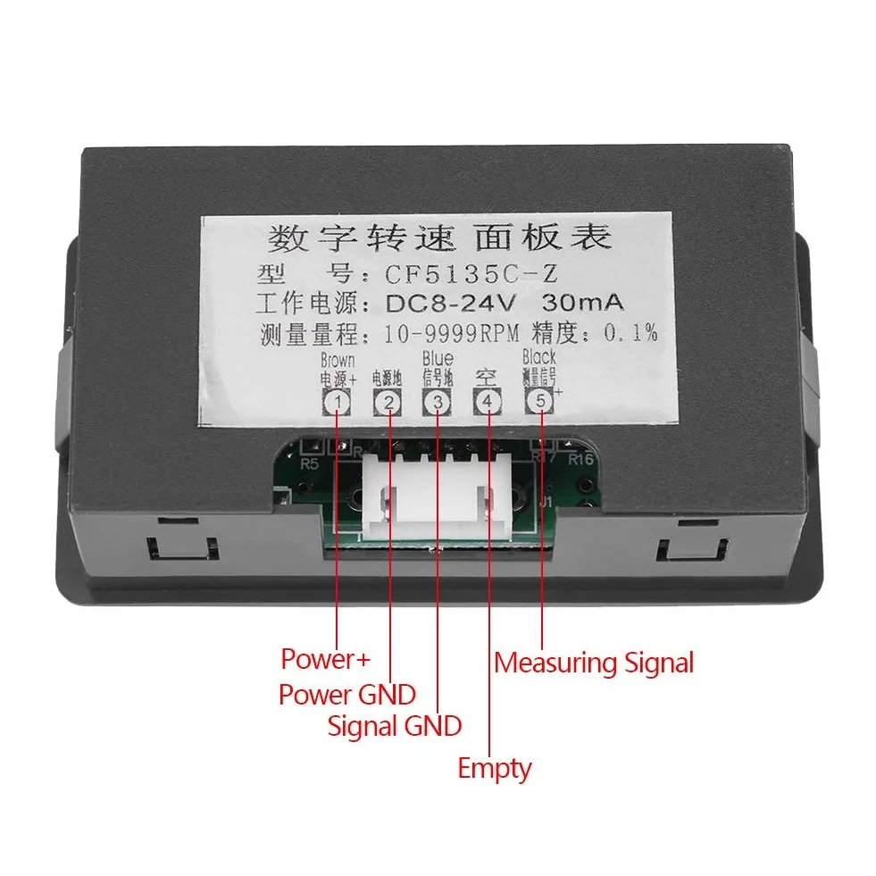 Samfox Cyfrowy tachometr - 4 cyfrowy tachometr LED RPM prędkościomierz + czujnik zbliżeniowy holu NPN (kolor: Czerwony)