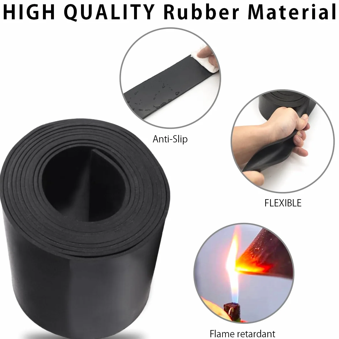 Gumowe paski neoprenowe, mata gumowa, profil gumowy do uszczelek, ochrona wykładzin podłogowych, ochrona przed wibracjami, uszczelki, DIY (1, 1,5 mm (śr.) x 50 mm (szer.) x 3 m (dł.))