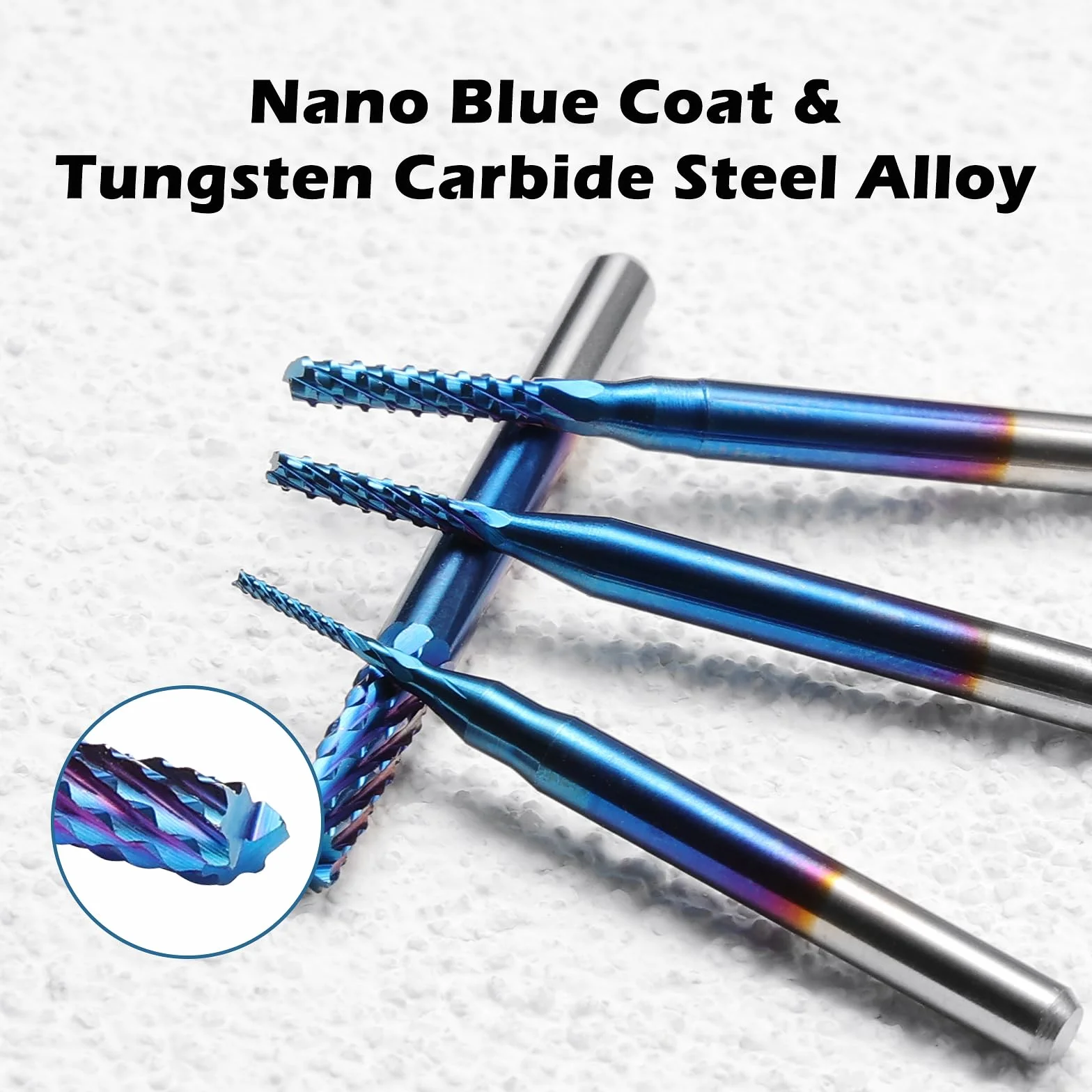 SainSmart Genmitsu 10 szt. frezów trzpieniowych Nano Blue Coat, frezy CNC, 0,8-3 mm, trzpień 1/8"