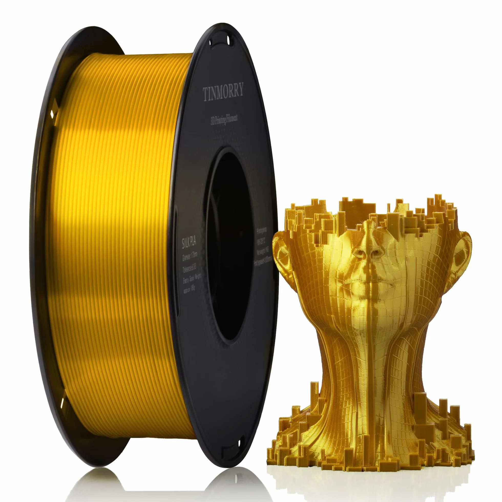 Silk filament PLA 1,75 mm Tinmorry do drukarki 3D 1 kg złoty