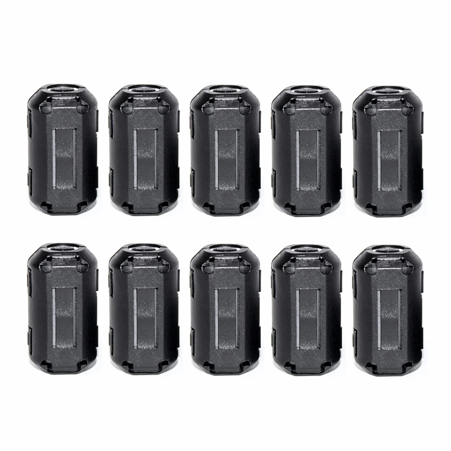 TOJOIN 10SZT Ferrite Bead Clip na Rdzeniu Ferrytowym Tłumik zakłóceń RFI EMI Pierścienie Ferrytowe Klips Kablowy do Telefonu, Telewizora, Głośnika, Radia USB, Sprzętu Audio Średnica Wewnętrzna 7 mm Czarny