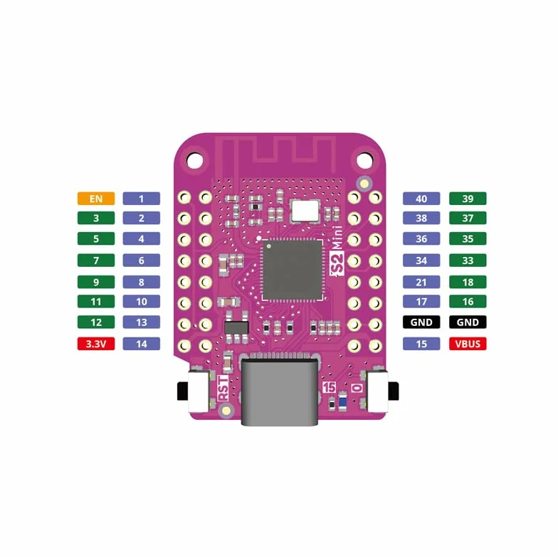 Moduł S2 Mini V1.0.0 ESP32-S2 oparty na płycie rozwojowej ESP32-S2 4 MB Flash 2 MB PSRAM WiFi kompatybilny z MicroPython, 3 sztuki