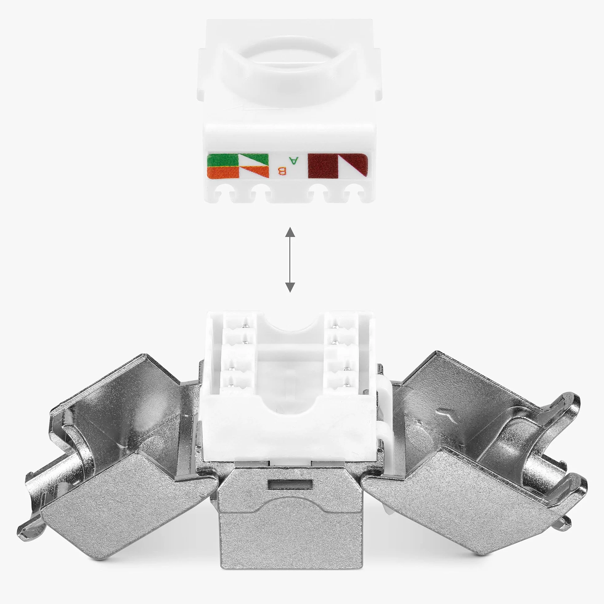 kwmobile 3x Moduł Keystone Cat 6A - Zestaw 3x Złącze Modułu Lutowego 1x Gniazdko Ścienne - Złącze Kabel RJ45 z ekranowanym złączem - Zatrzaskowe