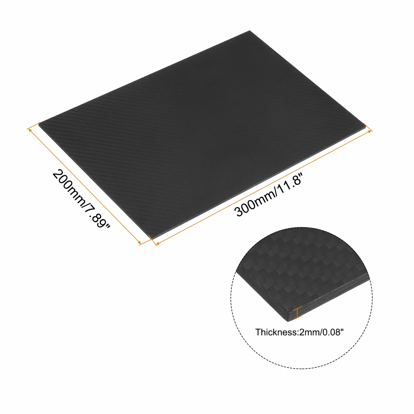 QUARKZMAN Płyta z włókna węglowego 300 × 200 × 2 mm, matowa powierzchnia, pultrudowana płaska deska z włókna węglowego, płyta z tkaniny twill do latawców samolotów RC, 1 sztuka