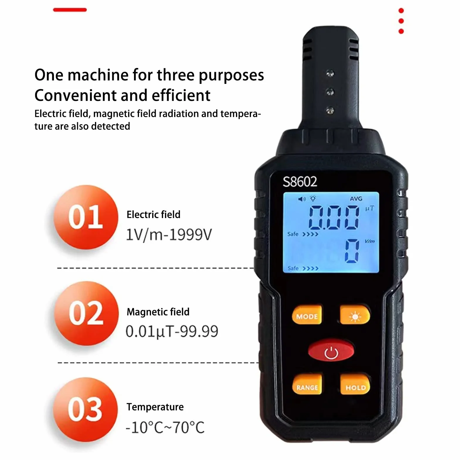 Miernik Pola Elektromagnetycznego EMF 5Hz-3500Hz Tester Promieniowania do Domu Biura