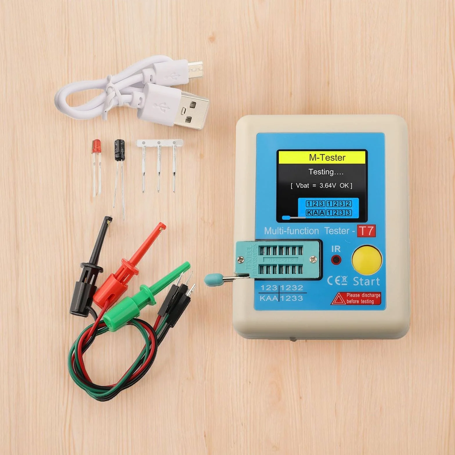 LCR-T7 Wielofunkcyjny kolorowy tester tranzystorowy TFT 3,5 cala do rezystora kondensatora diodowego NPN PNP MOSFET ESR Pomiar i testowanie sygnału na podczerwień