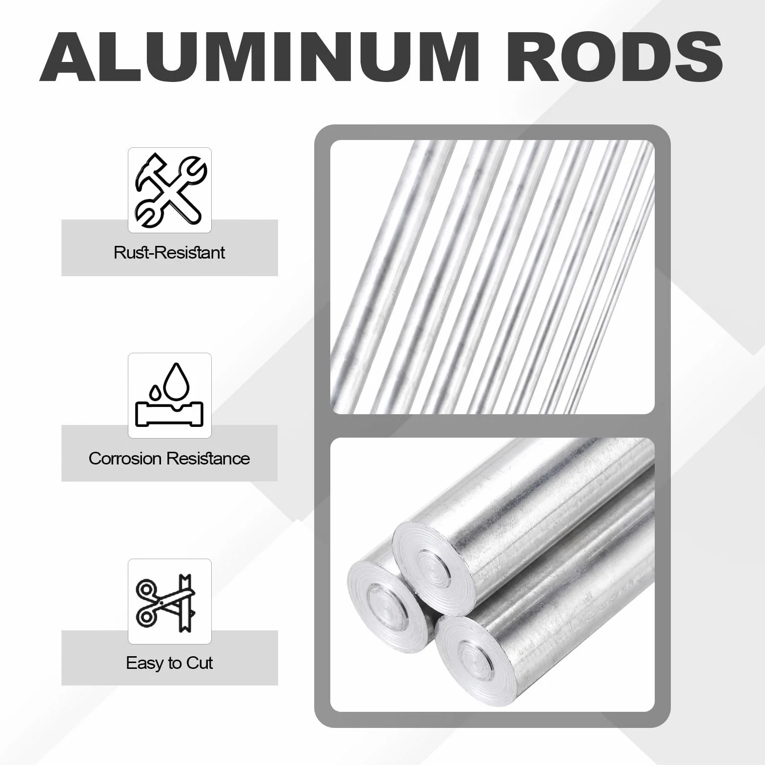 QUARKZMAN Aluminiowy pręt okrągły, 12 mm x 300 mm, 6061, aluminiowy drążek z litego metalu, pręt obrotowy do samodzielnego wykonania samochodu (odcień srebrny)