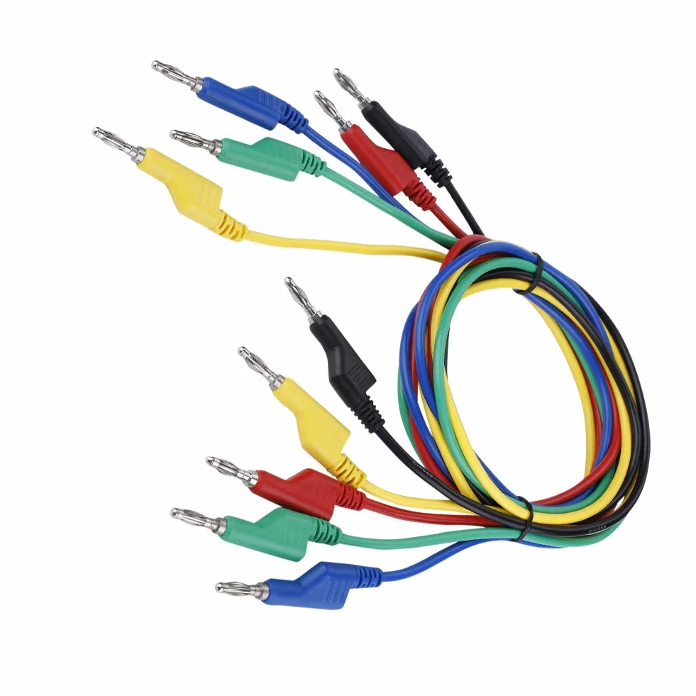5 sztuk 1 m 4 mm wtyk bananowy kabel zasilający przewody pomiarowe wtyczka kablowa podwójna głowica wtyczka bananowa do multimetra