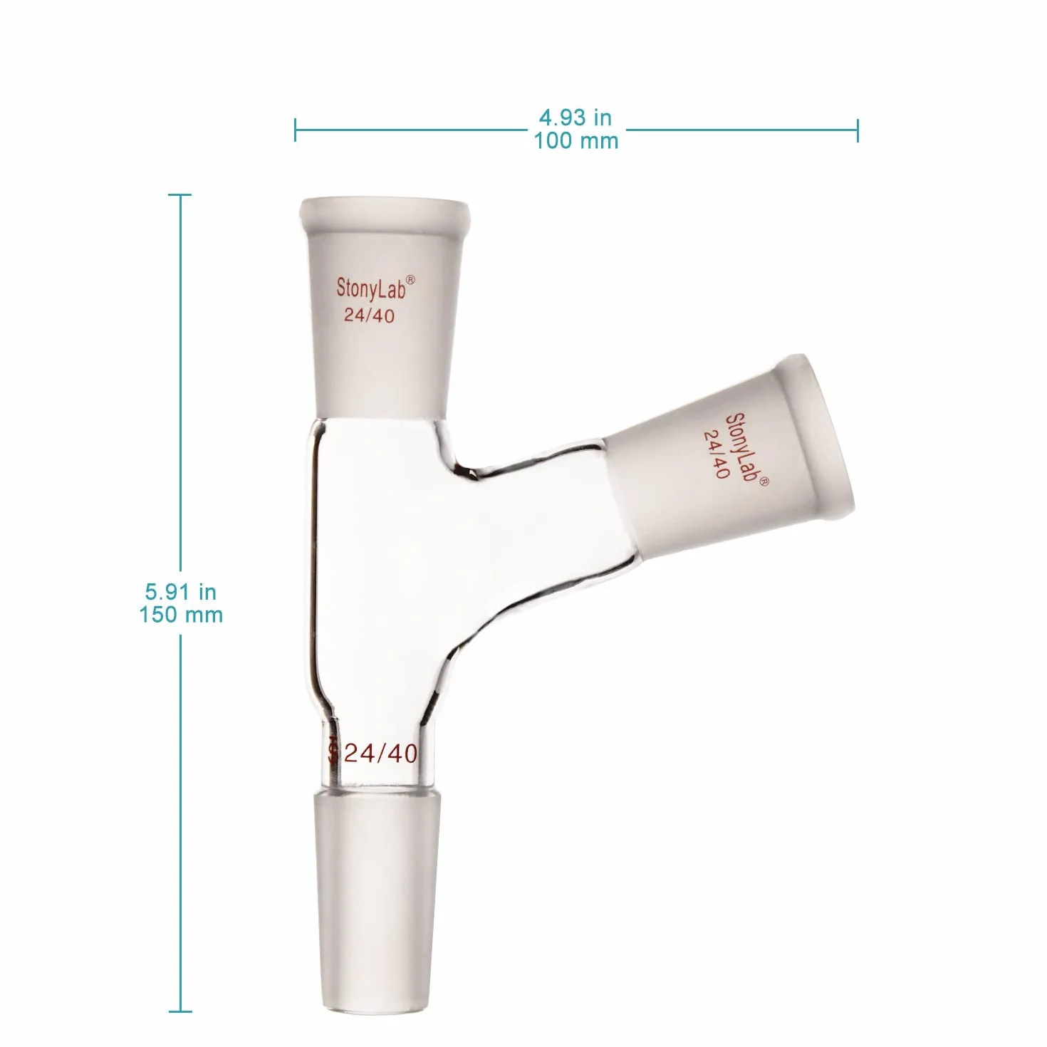 stonylab Glass 3-Drożny Adapter Destylacji Szkła, Szkła Borokrzemianowego Trójdrożny 105° Kąt Adapter z Przegub 24/40 do Laboratorium Dostawa Lab