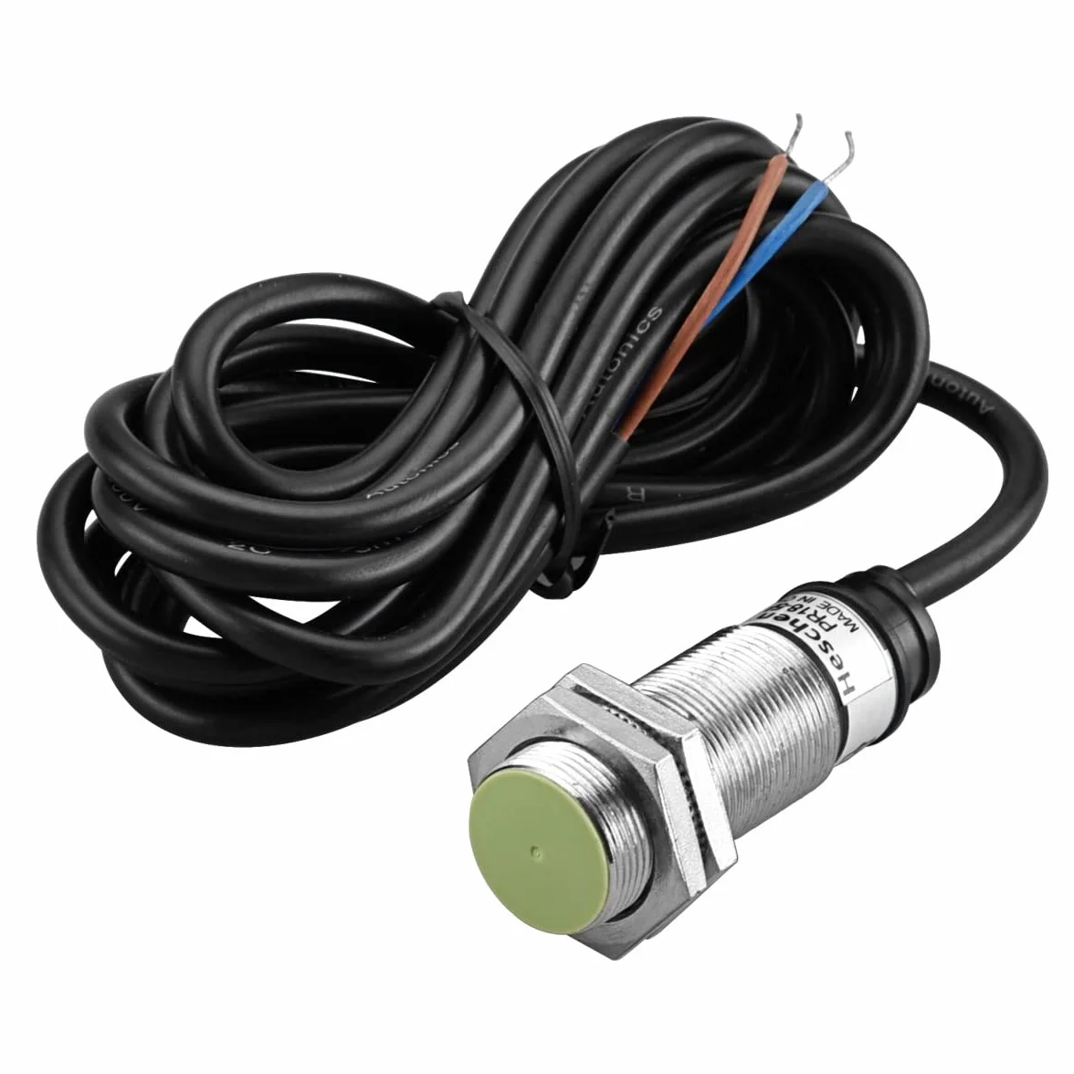 Heschen Indukcyjny czujnik zbliżeniowy PR18-5AO typ cylindryczny, 5 mm wykrywanie, M18 okrągły, 100-240 V AC 2-przewodowy, ekranowany, nie (normalnie otwarty) CE