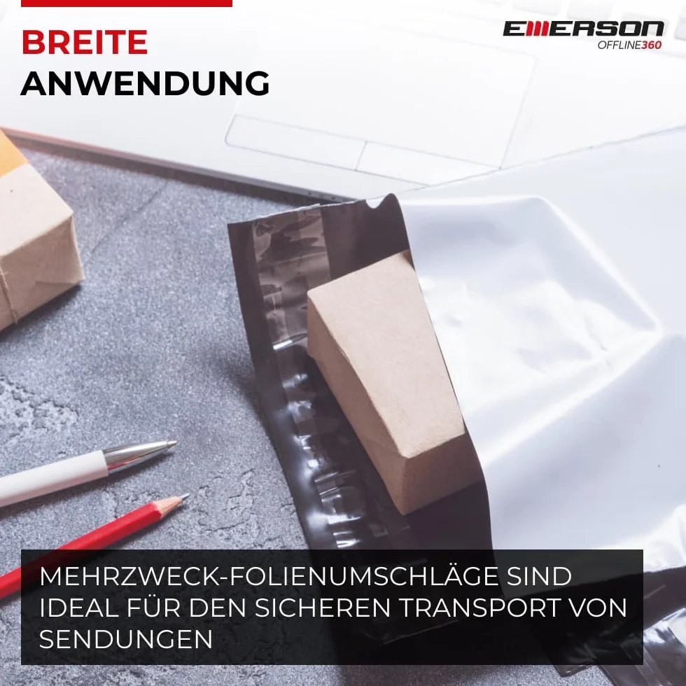 Emerson 50 sztuk plastikowych torebek wysyłkowych 40 x 50 cm | torba wysyłkowa z zamknięciem samoprzylepnym | białe nieprzezroczyste | torebki wysyłkowe na ubrania, artykuły | worki do pakowania