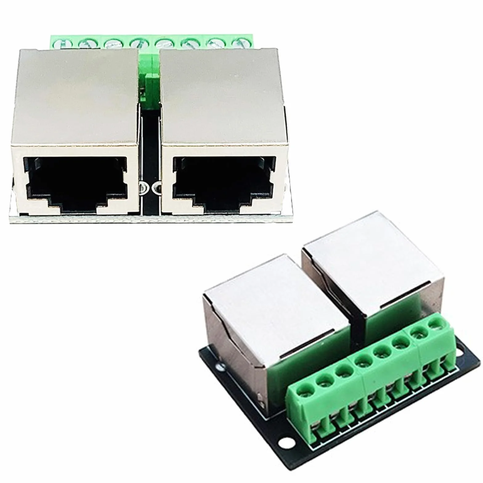 2 szt. RJ45 Ethernet Breakout Board adapter pojedynczych gniazd, 2,54 mm Pitch 8-biegunowy RJ45 przyłącze śrubowe