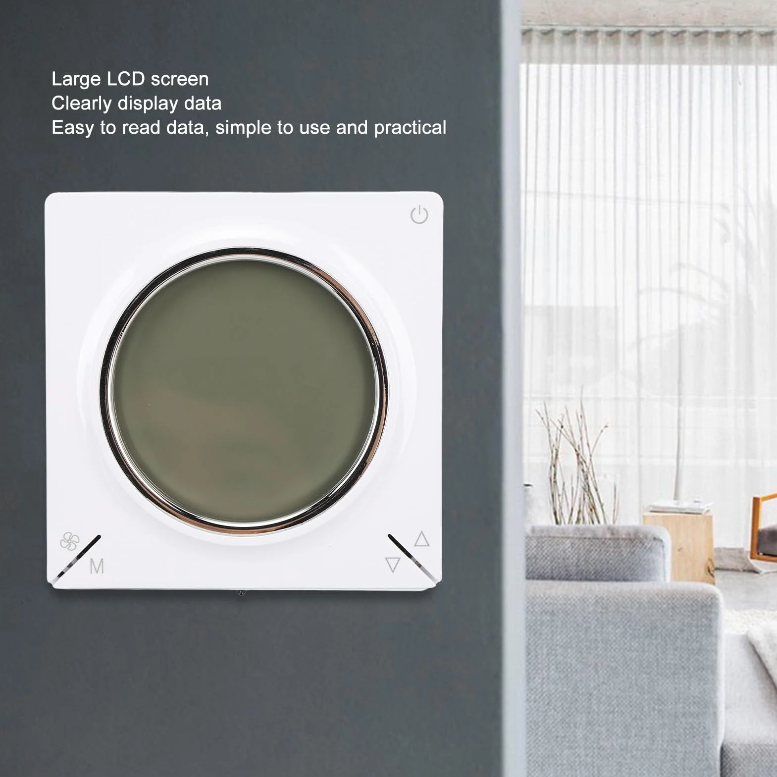 Panel Sterowania Termostatem do Klimatyzacji, Duży Wyświetlacz LCD, Tryb Ręczny i Timer