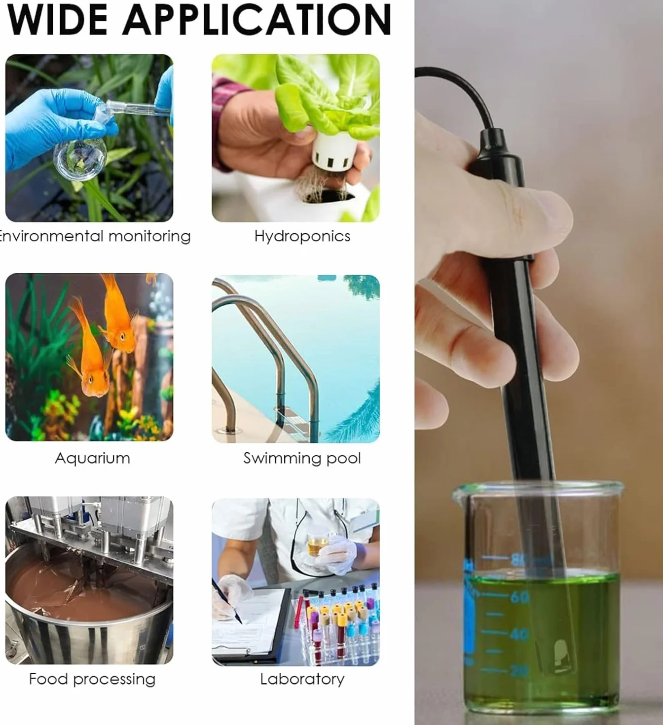 Sonda Ph 0-14, Sonda Czujnika Ph Sonda Elektrody Ph Wymienna Sonda Monitora Ph Z Kablem O Długości 77 Cm Do Monitora Ph Kontroler Ph Tester Ph Miernik Ph Monitorowanie Wykrywania Wykrywania Ph, Wtyczk