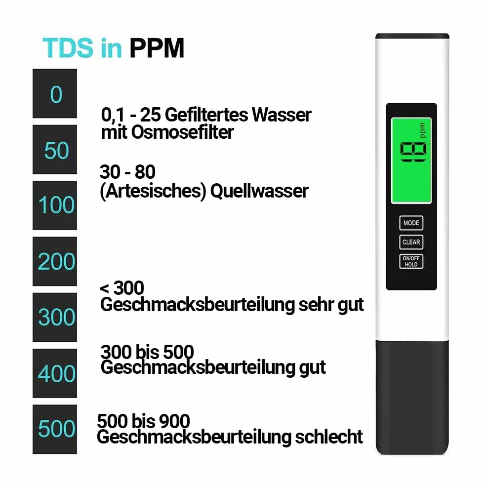 BMUT TDS miernik 3 w 1 – cyfrowy tester jakości wody i miernik temperatury EC, zakres pomiarowy 0-9999ppm, do wody, roślin, wody pitnej, akwariów itd
