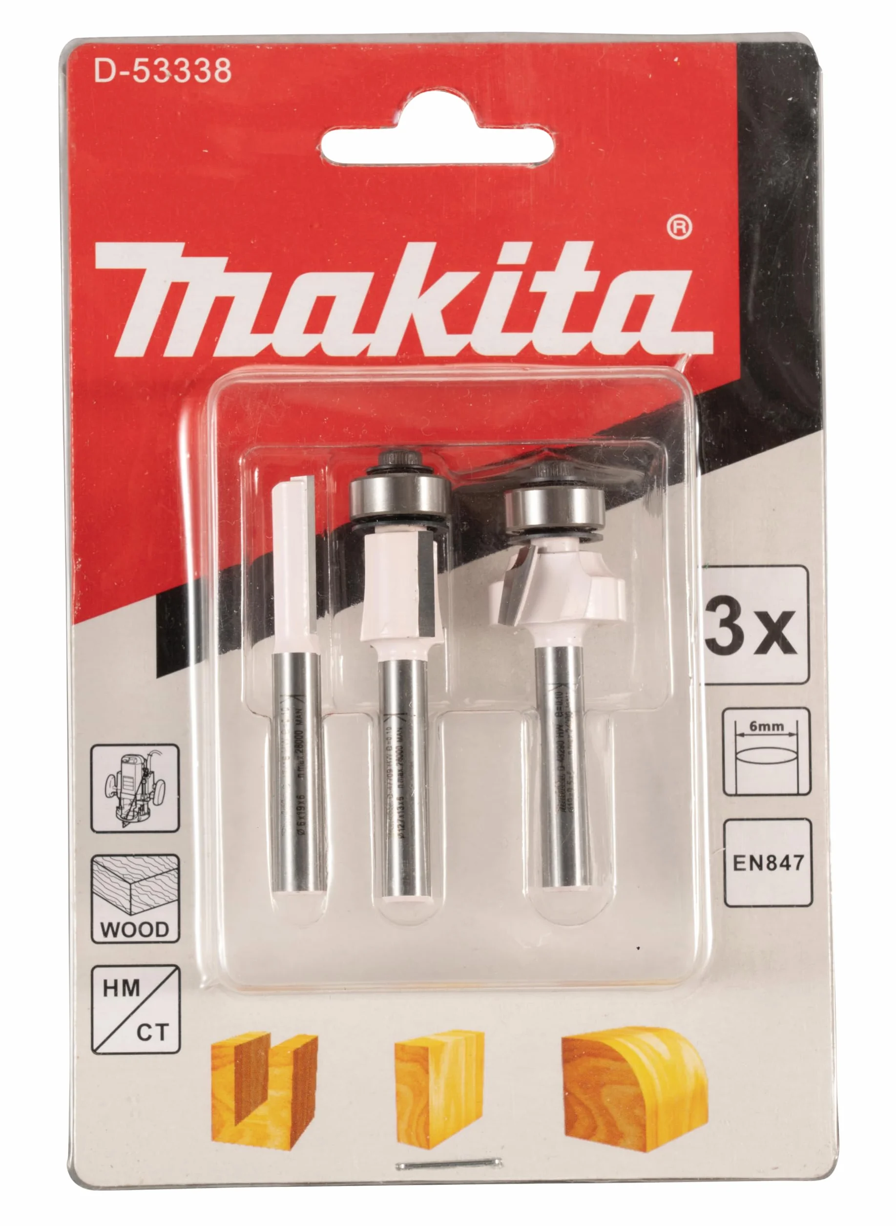 Makita Zestaw frezów 3-częściowy 6 mm D-53338