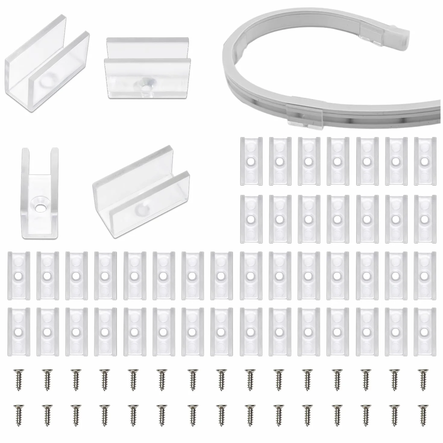 Wsporniki montażowe do lamp neonowych, 100 szt., klipsy mocujące, akcesoria do 6 x 12 mm, silikonowe taśmy LED Flex Strip Lighting, DIY (100 śrub, 100 klipsów)