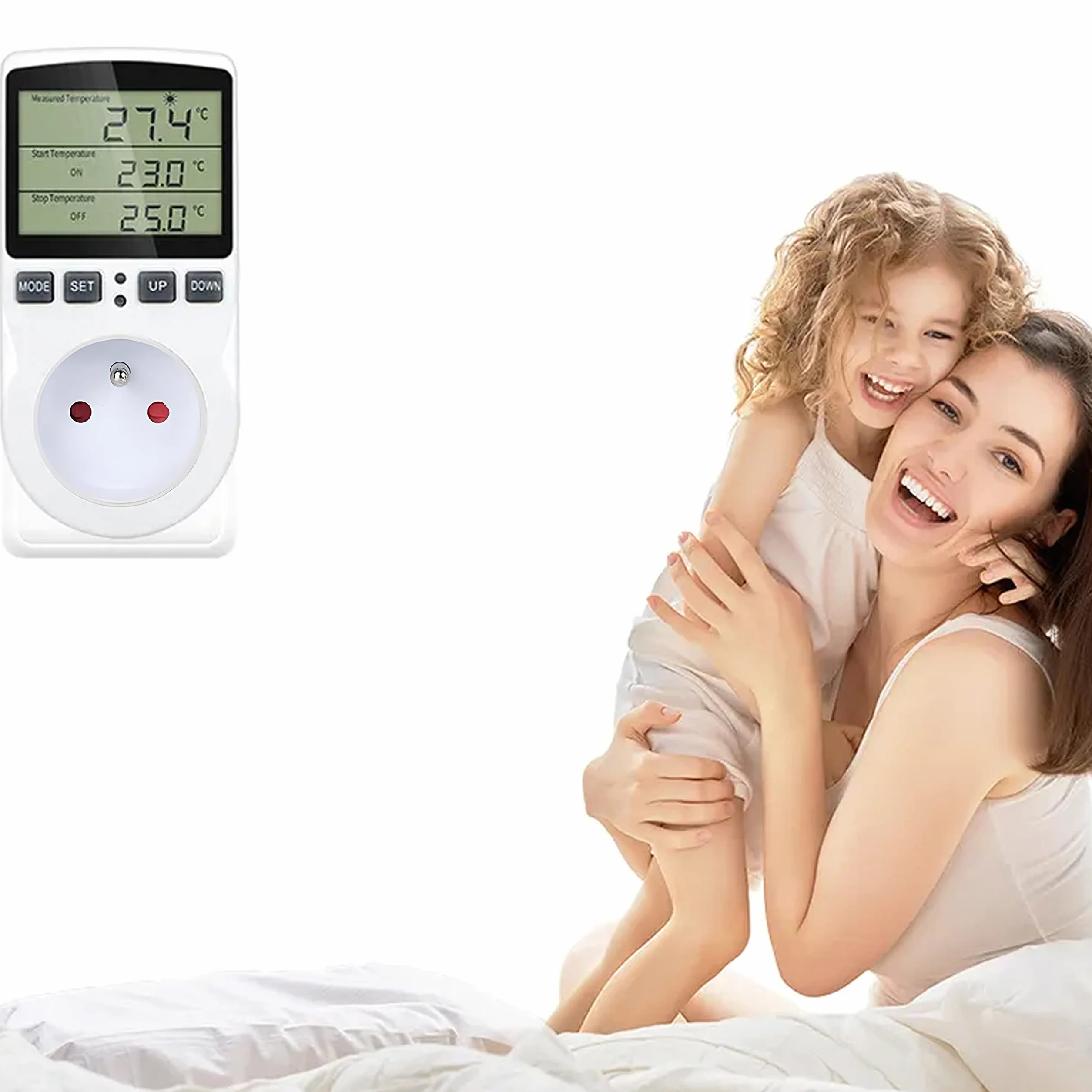 Retoo Termostat do gniazdka z czujnikiem temperatury 250 V LCD