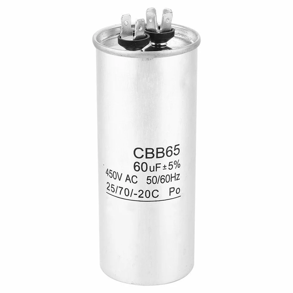 Ogólny skraplacz klimatyzatora CBB65 60UF 450V, klimatyzator z folii aluminiowej Sprężarka rozruchowa silnika skraplacza do sprężarki klimatyzatora