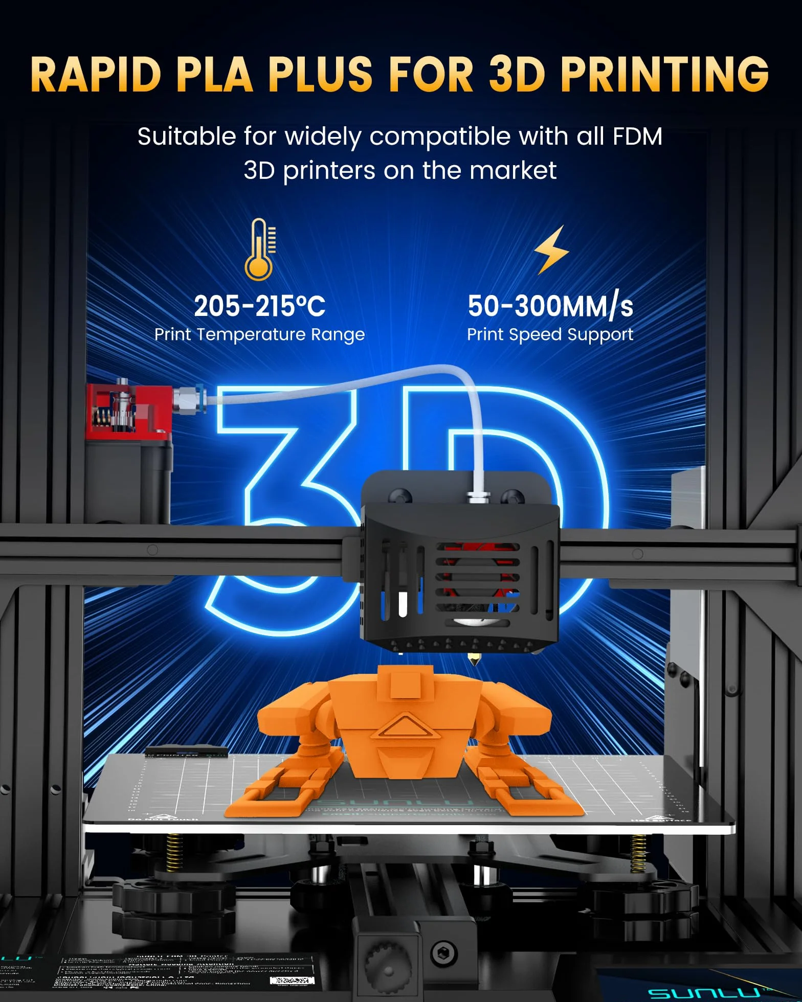 SUNLU PLA+2.0 Filament 1.75mm, Ulepszony filament PLA Plus do drukarek 3D, Mocniejszy i bardziej wytrzymały, Szybki filament PLA+ do Drukarki 3D, Szpula 1 kg, Biały