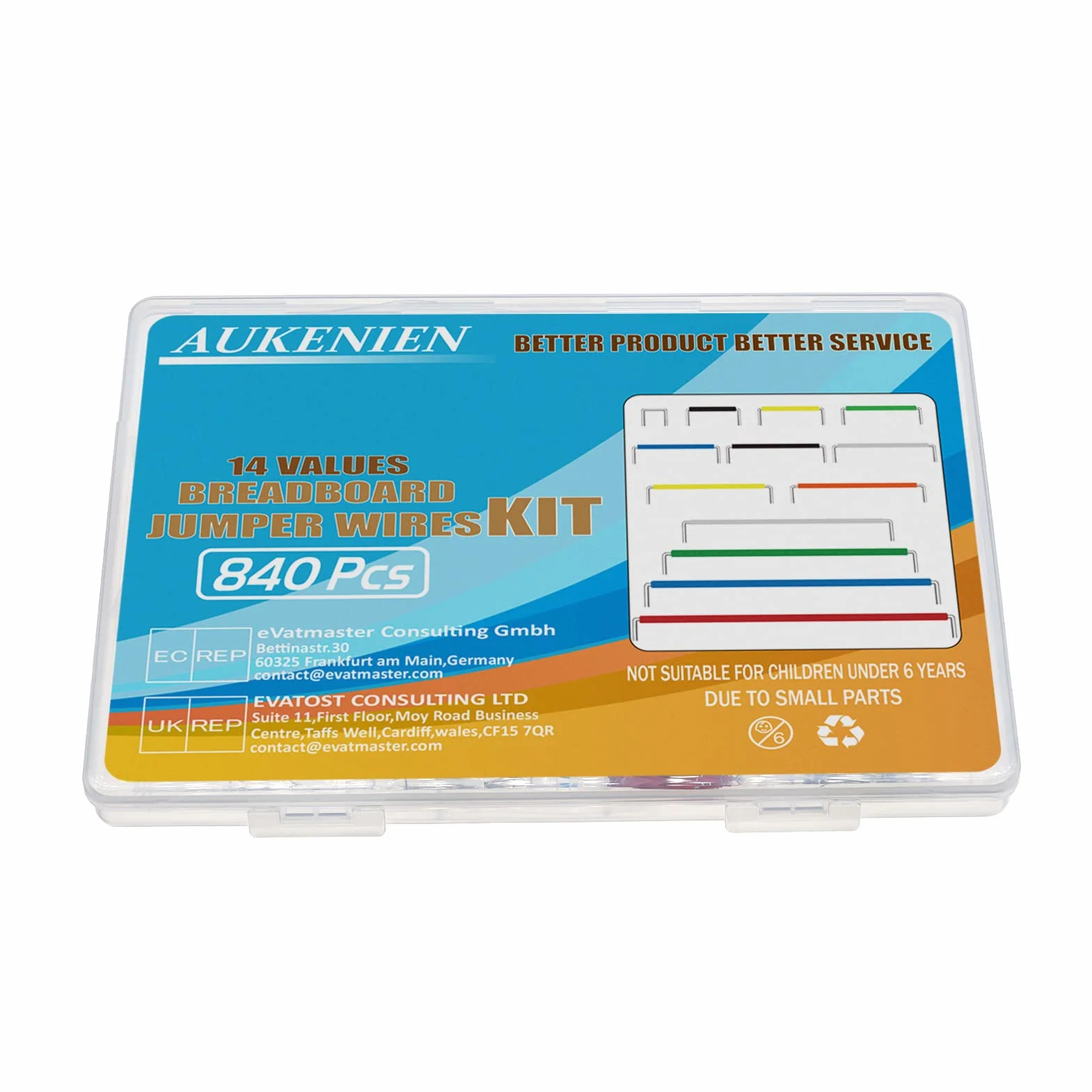 AUKENIEN Jumper Wire Breadboard Zestaw 14 Wartości 840 sztuk 2-125 MM U Shape Kabel Prototypowanie Zworka Kabel Płyta Odlewowa do Arduino z Pęselem