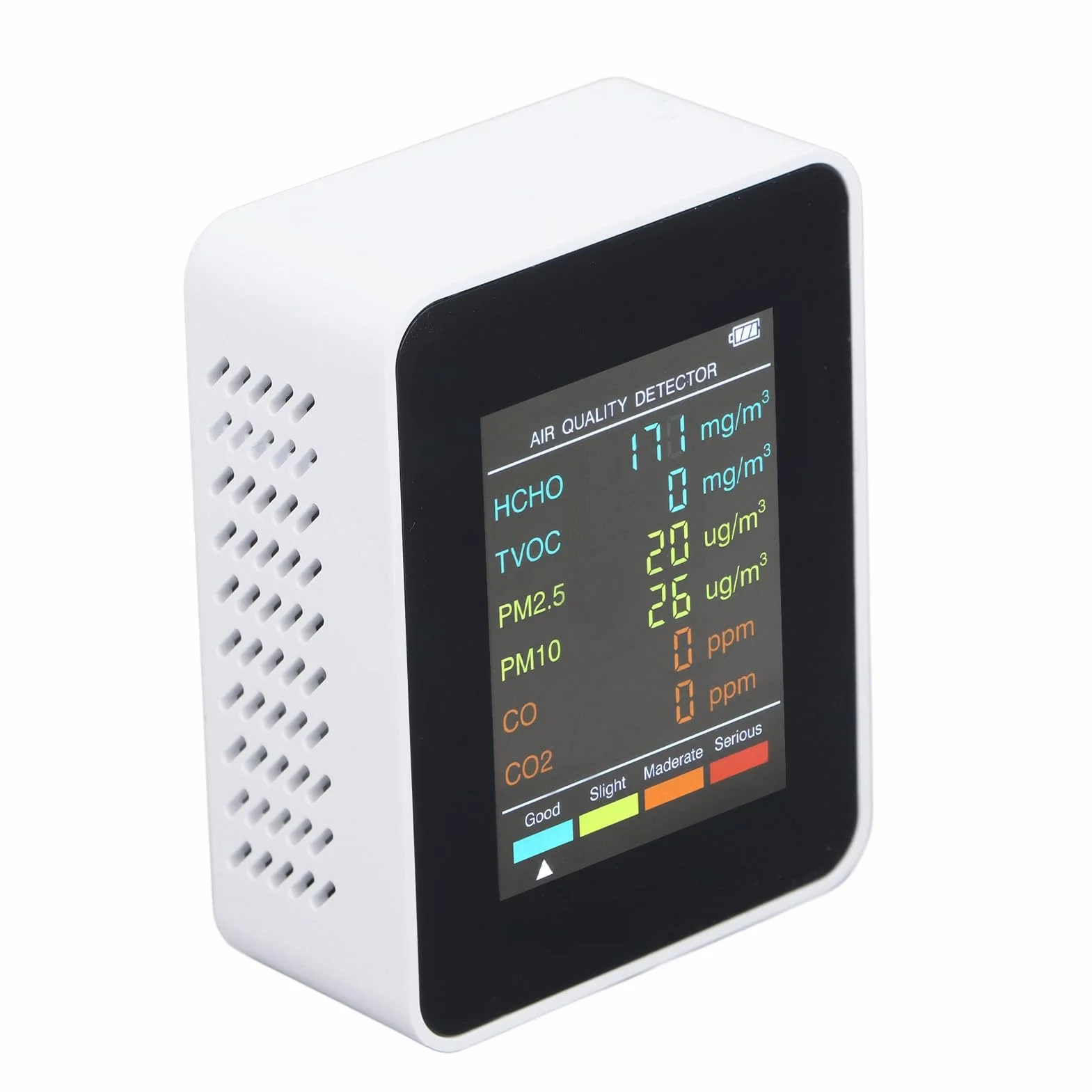 Inteligentny Monitor Jakości Powietrza 5 w 1 CO₂ TVOC HCHO PM2.5 PM10 USB LCD Tester Biały
