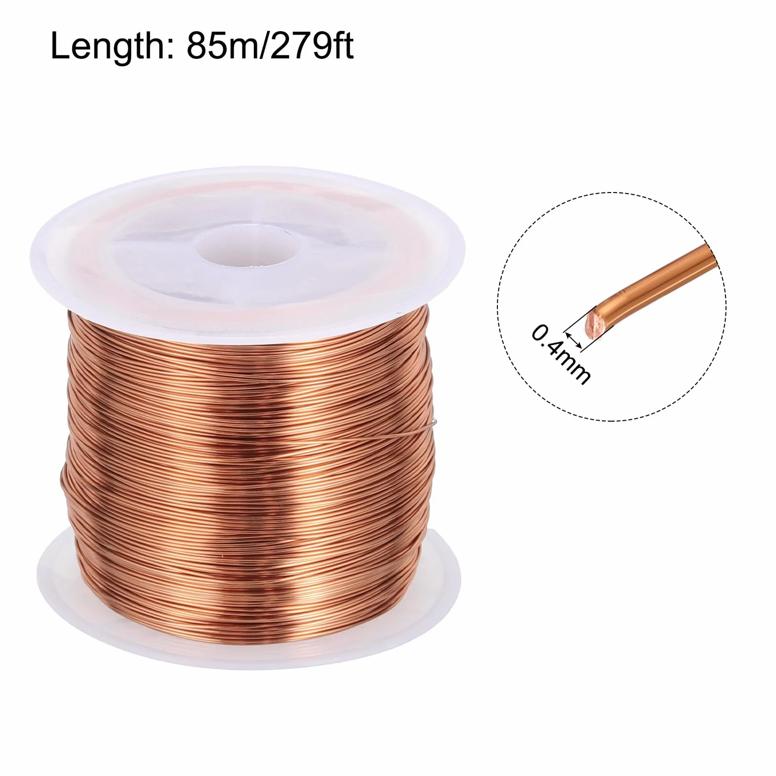 QUARKZMAN Drut magnetyczny 0,4 mm 279 stóp cewka z drutu magnetycznego emaliowany drut miedziany emaliowany 100g 155C do transformatorów indukcyjnych