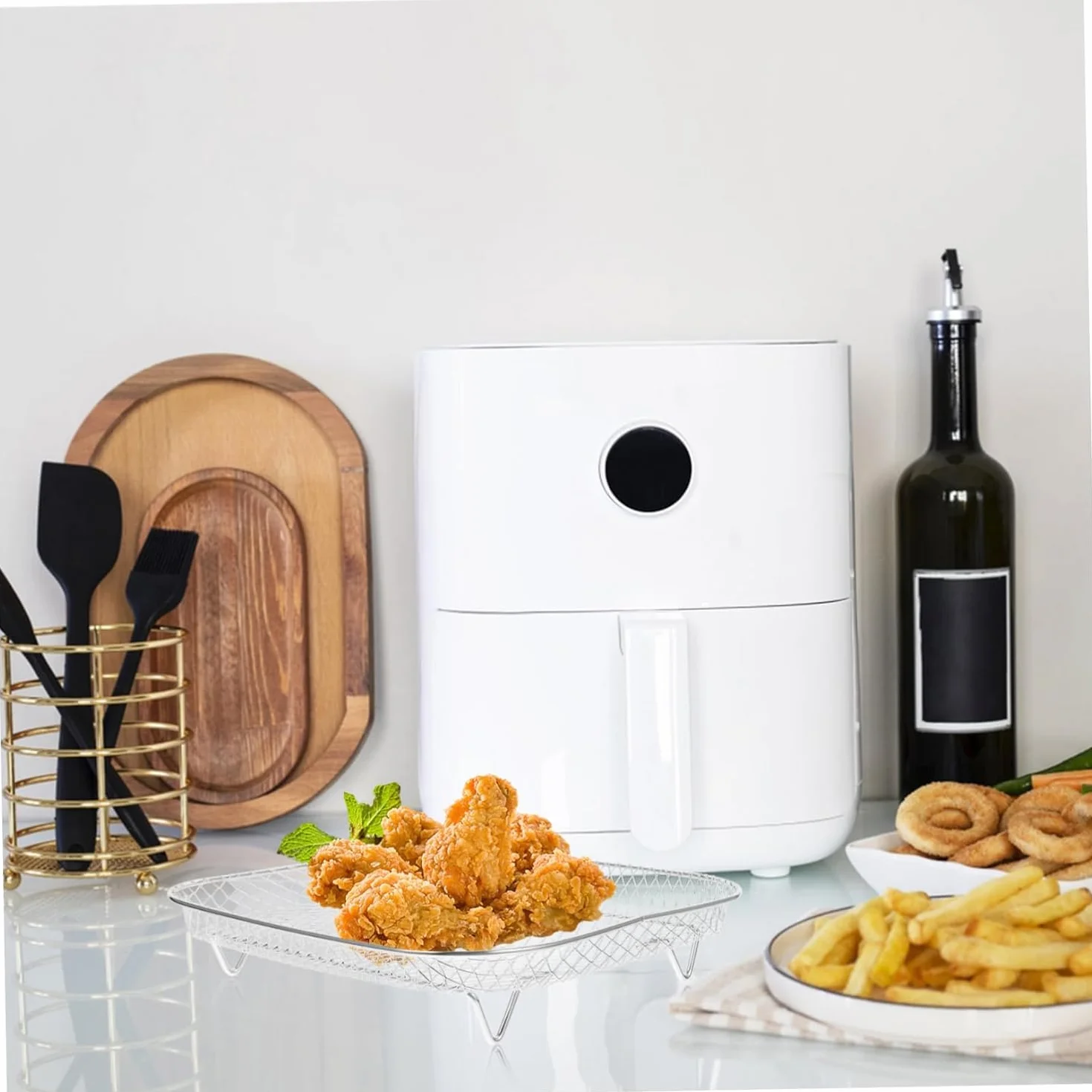 Stojaki do frytkownic, kosz do frytkownic na gorące powietrze, kosze ze stali nierdzewnej Frytter do Airfryer układane w stos, kosze do Airfryer, stojak do frytkownic, ruszt grillowy do frytkownic na