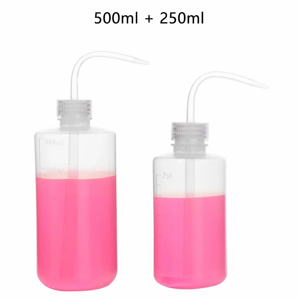 stonylab Chemical Wash Bottle 2-pak plastikowa butelka do mycia laboratorium bezpieczeństwa LDPE z wąskim ustnikiem, 250 ml i 500 ml (481.9 g)