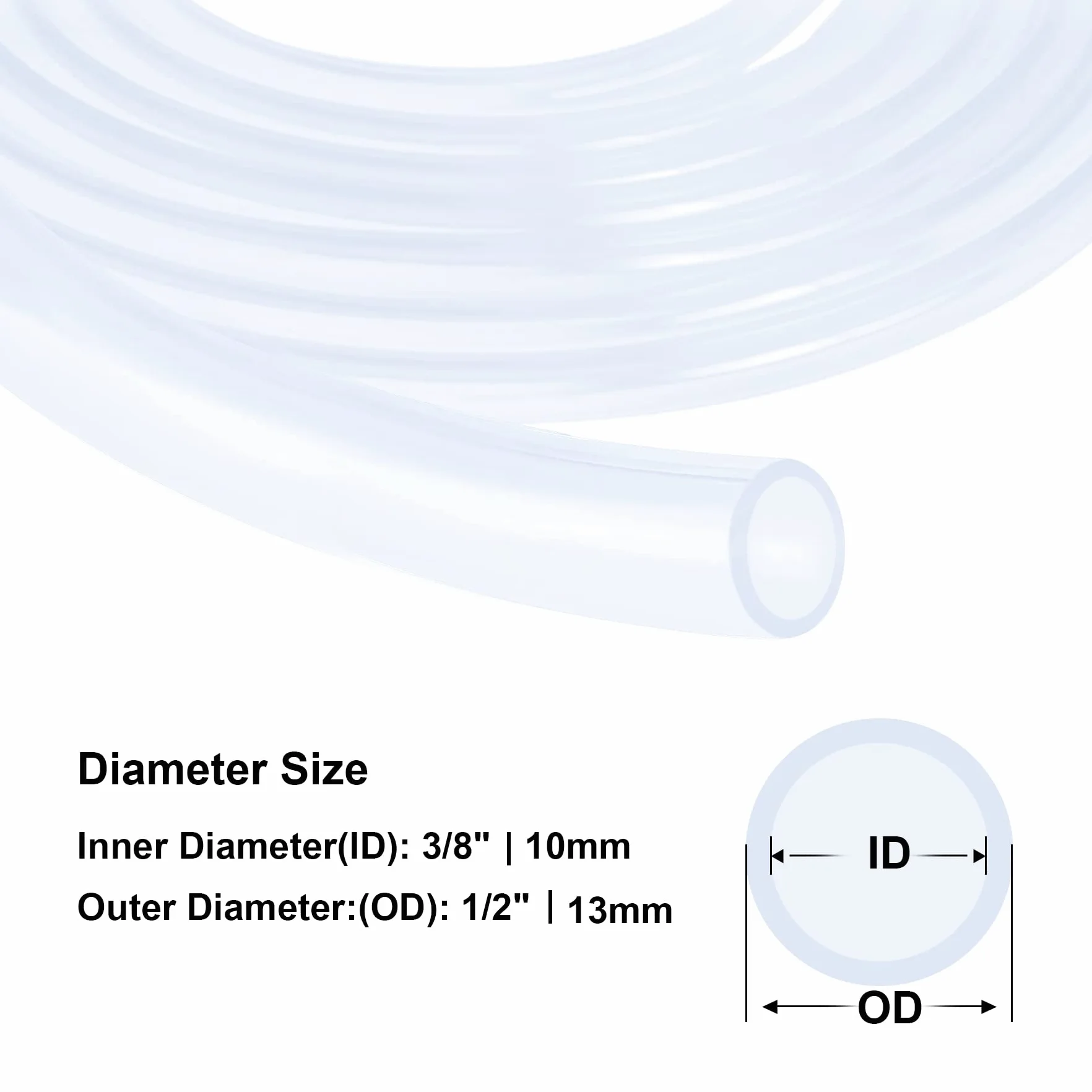 Wąż silikonowy, średnica 10 mm x średnica 13 mm OD, 1,5 m, elastyczne węże nadające się do kontaktu z żywnością, wąż wodno-powietrza, do przenoszenia pompy