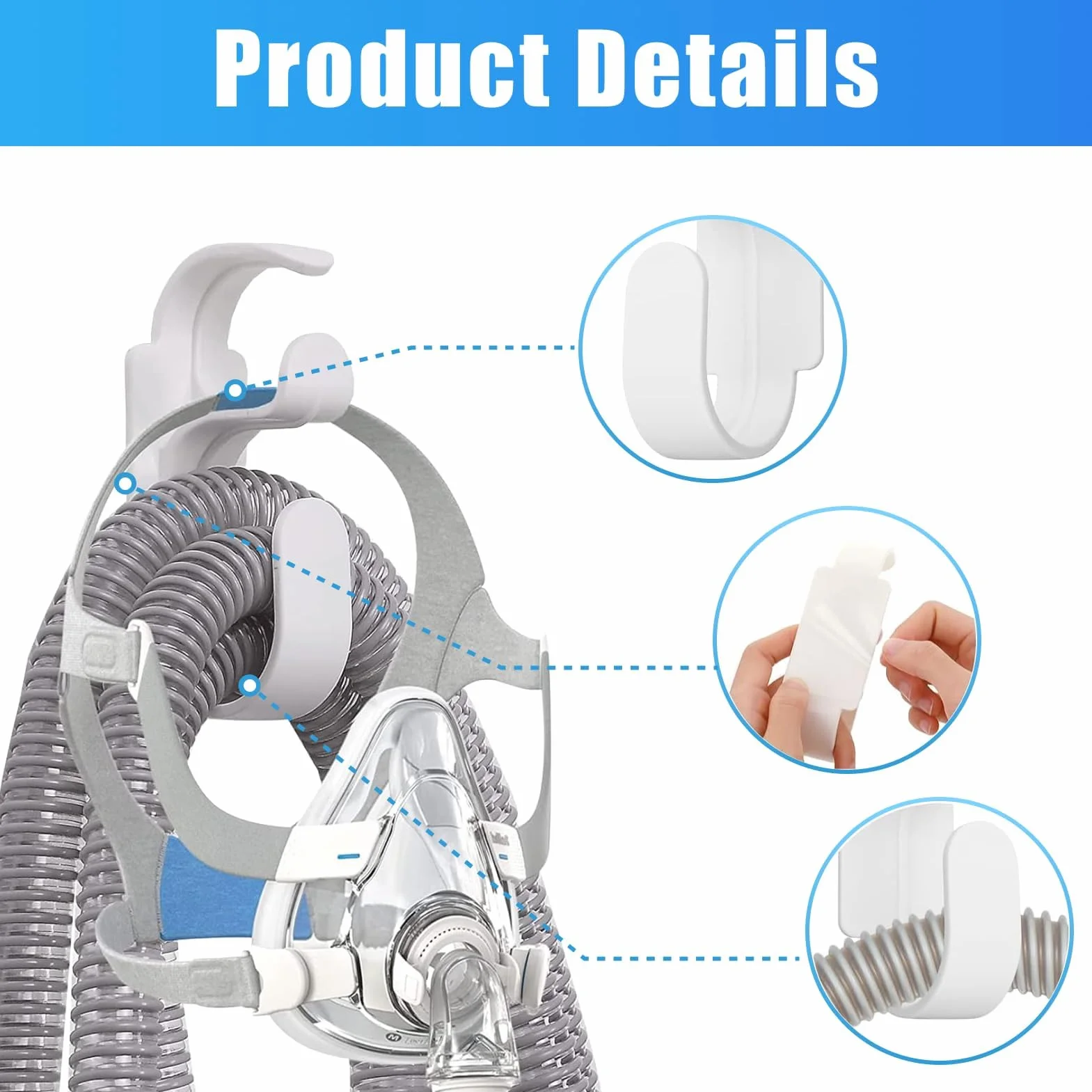2 szt. CPAP uchwyt na wąż, system stojaka CPAP, haczyk na maskę, organizer, zapobiega bezdechowi sennemu, masce CPAP, akcesoria zapewniają stabilność i brak plątania się