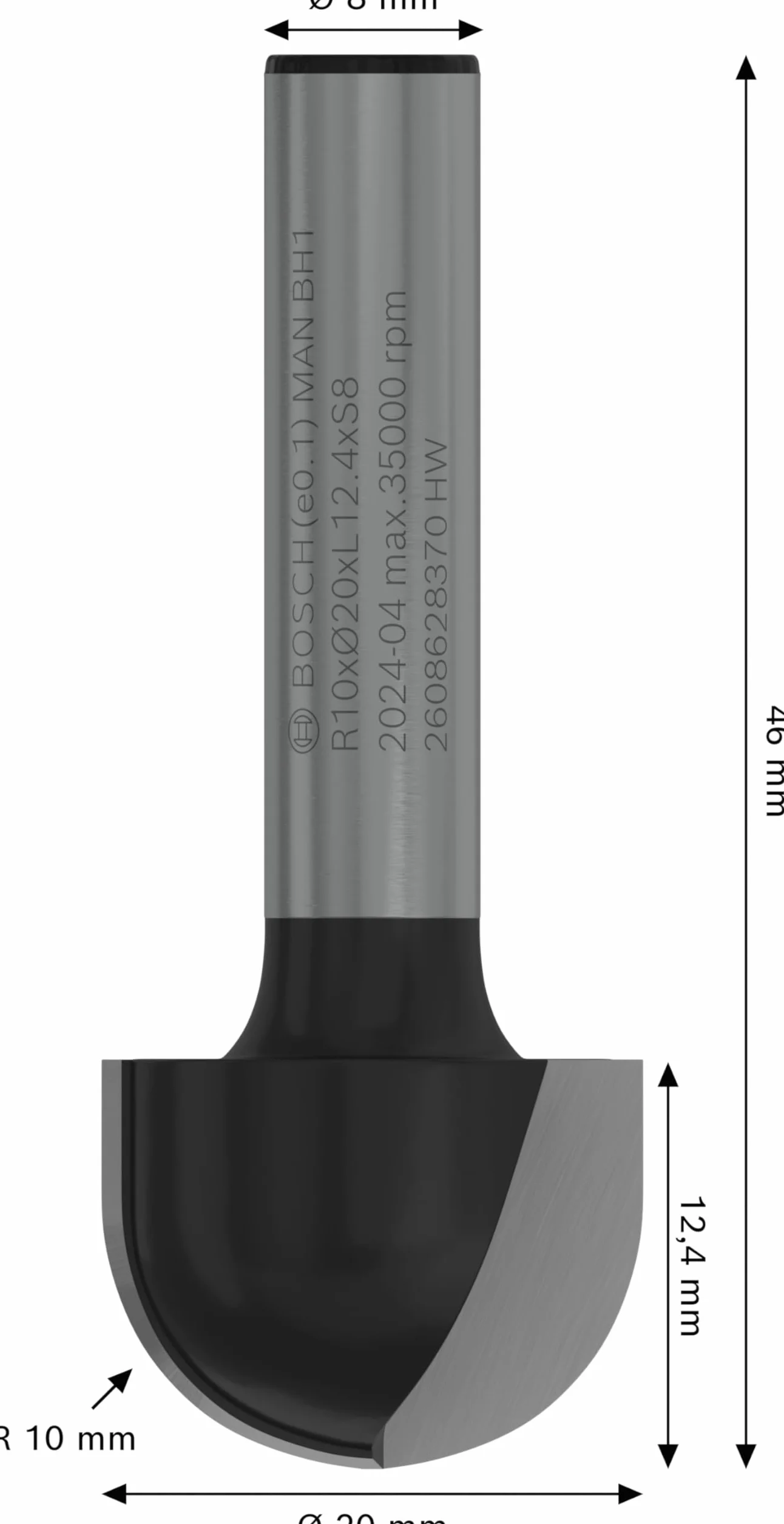 Bosch Frez PRO promieniowy wypukły Ø 20 mm do drewna