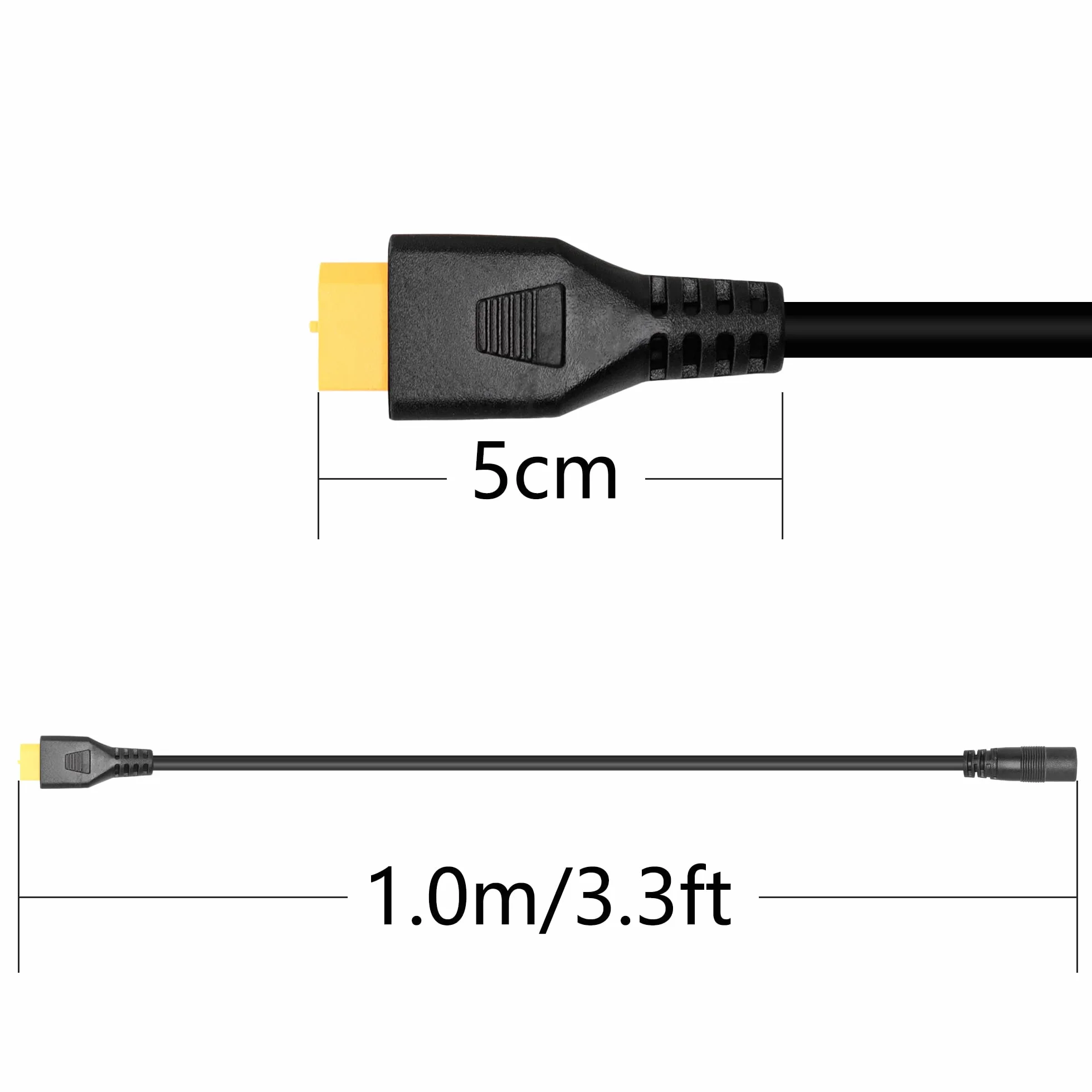 Adapter wtyczki XT60 na DC 8 mm, gniazdo XT60 na DC 7,9 mm x 0,9 mm, gniazdo 14AWG, kabel zasilający, do przenośnej elektrowni, generatora solarnego, panelu słonecznego (1 m/3 m)