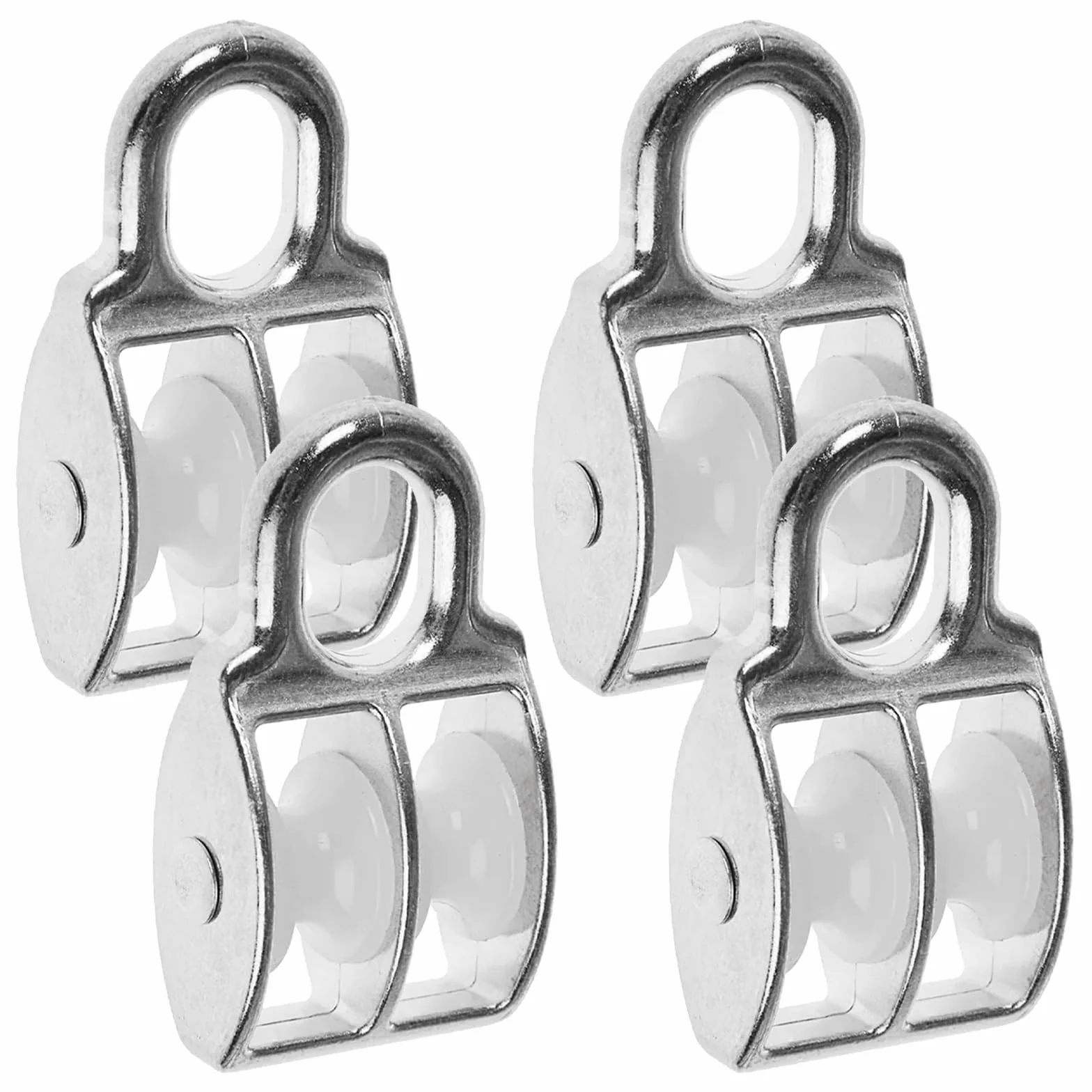 PRIOstahl Rolka linowa, rolki zwrotne, rolki linowe, rolki do podnoszenia ciężarów, rolki z tworzywa sztucznego x 4 sztuki, rozmiar: 20 mm, wersja: podwójne - koło pasowe, rolki do lin, liny druciane